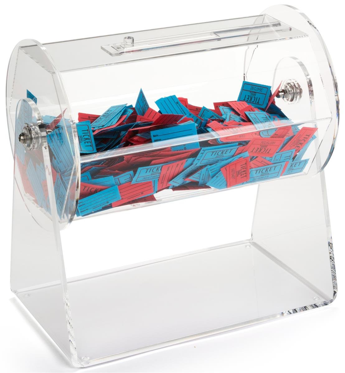 displays2goアクリル回転Raffle Drum withロックとキー ? クリア(rdrmca117 )