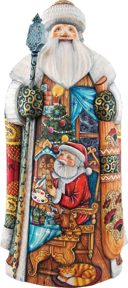 G. Debrekht キリスト降誕 ワークショップ サンタ彫刻 木製 手描き フィギュア