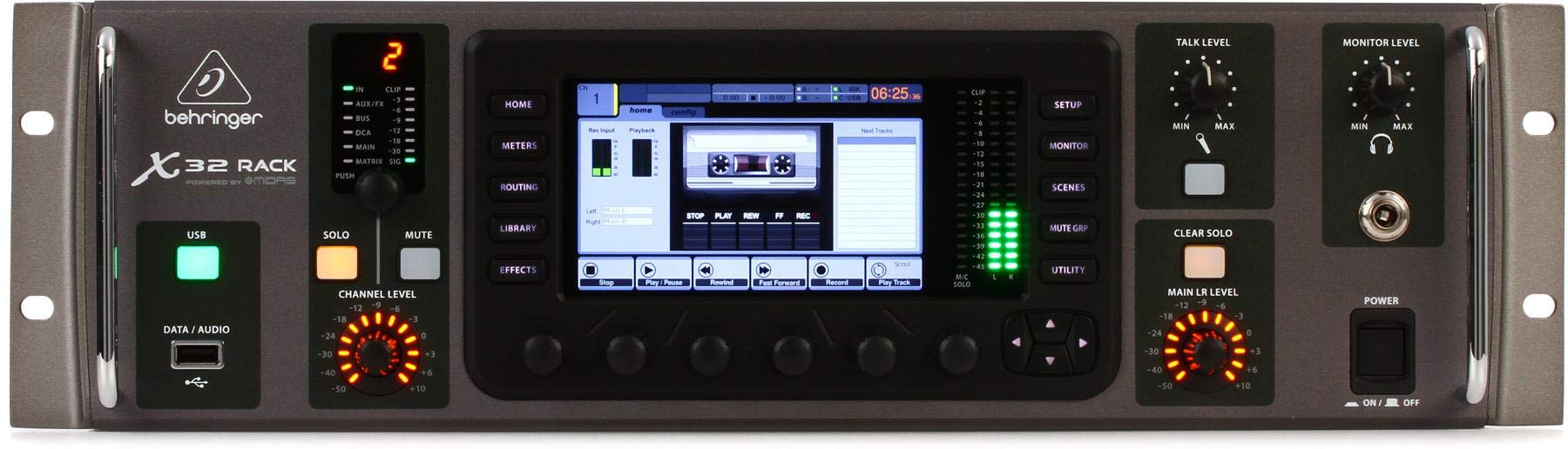 Behringer X32 ラック 40入力、25バスデジタルラックミキサー、16個のプログラム可能なMidasプリアンプ、USBオーディオインターフェイス、iPad/iPhone*リモコン付き