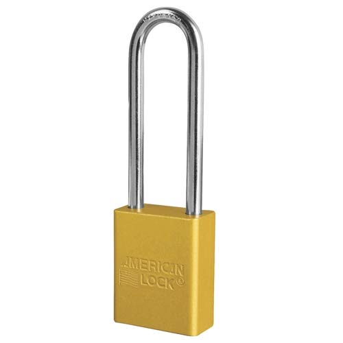 Master Lock アルミボディ南京錠 1/4インチ x 3インチ シャックル付き イエロー