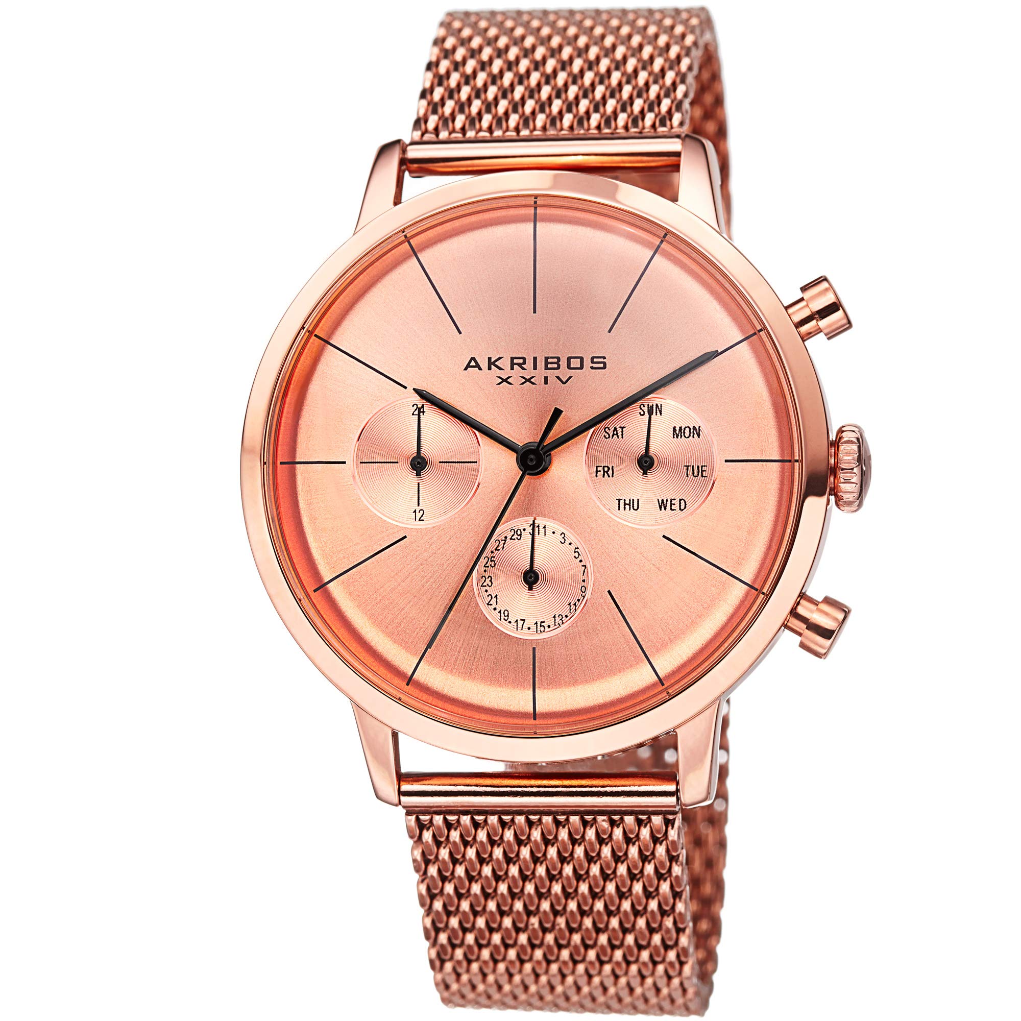 Akribos XXIV Men's AK714RG Ultimate Rose Gold-Tone Mesh Bracelet Watch