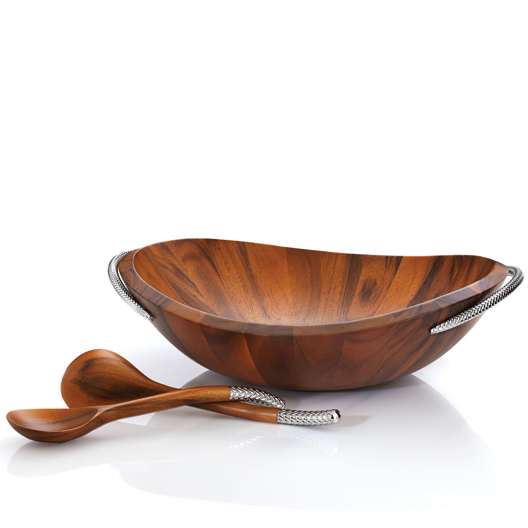 Nambe Braid Salad Bowl with Servers by Nambe