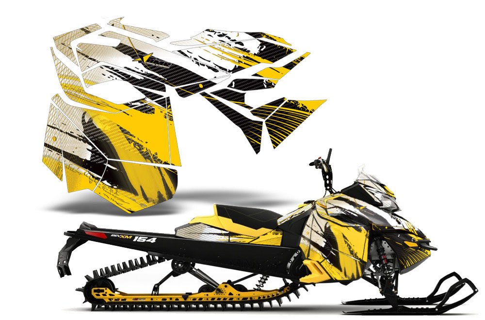 腰枕 - カーボンx-amrracing SledグラフィックスデカールキットFits ski-doo rev-xm ( 2013 ? 2014 ) -yellow