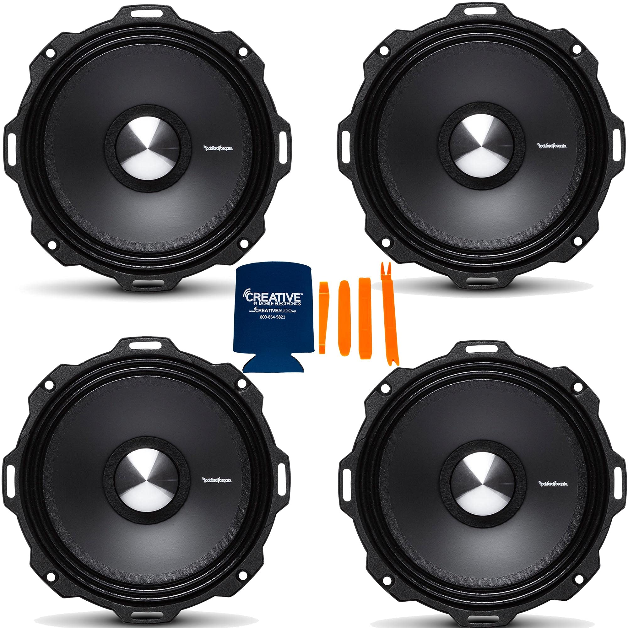 4 Rockford Fosgate PPS4-6 6.5 800 Watt 4-Ohm Midrange Car Loudspeakers Speaker