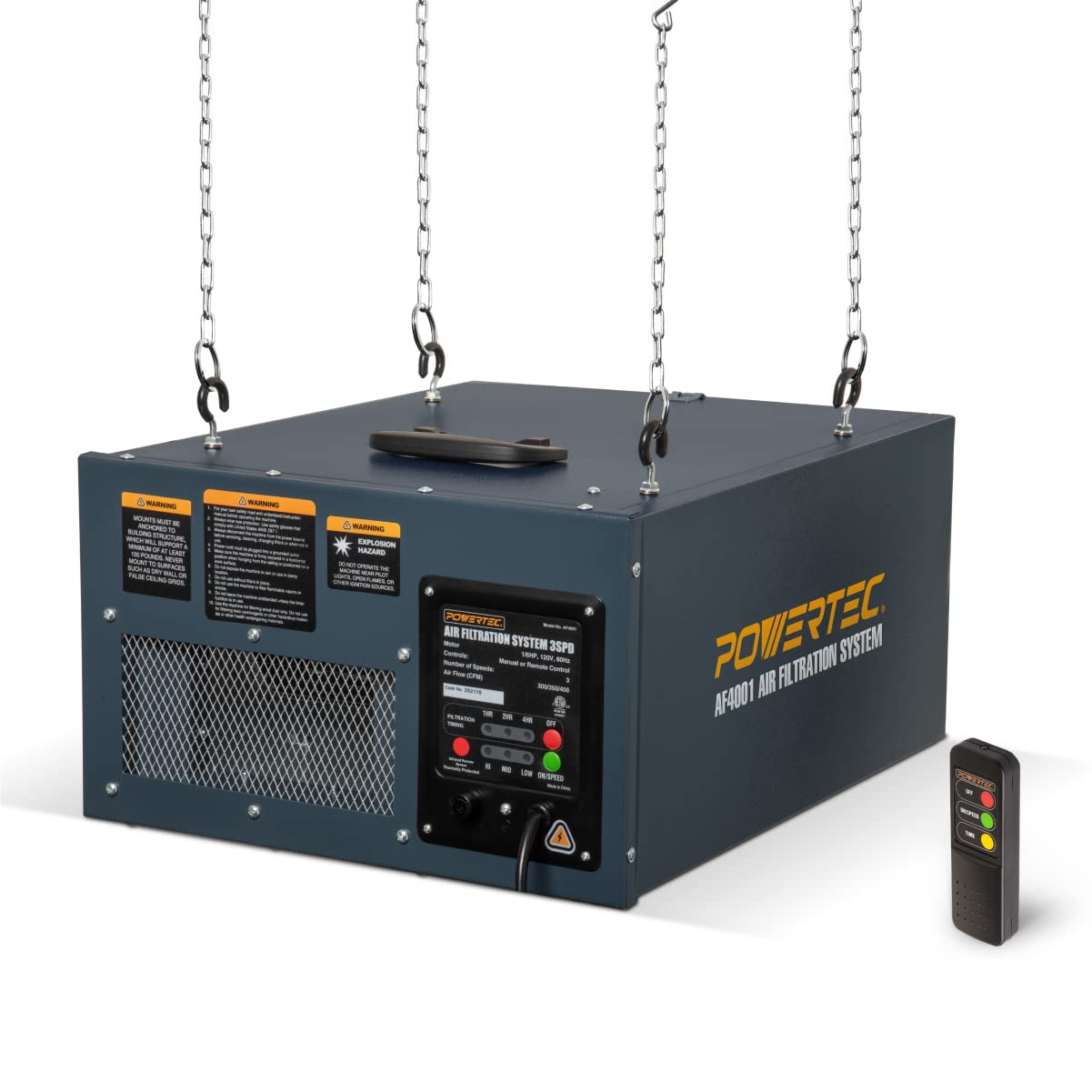 樂天商城 - POWERTEC AF4000 Remote Controlled 3-Speed Air Filtration System (300/350/400 CFM)