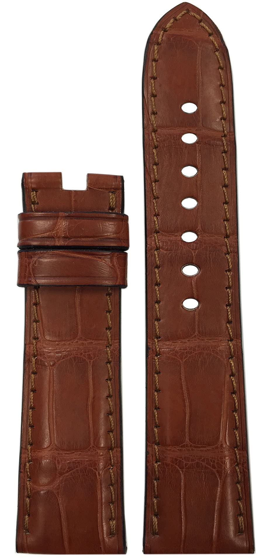 22 mm XL rios1931 for PanatimeコニャックGenuine Alligatorと一致ステッチにフィット元Panerai展開バ..