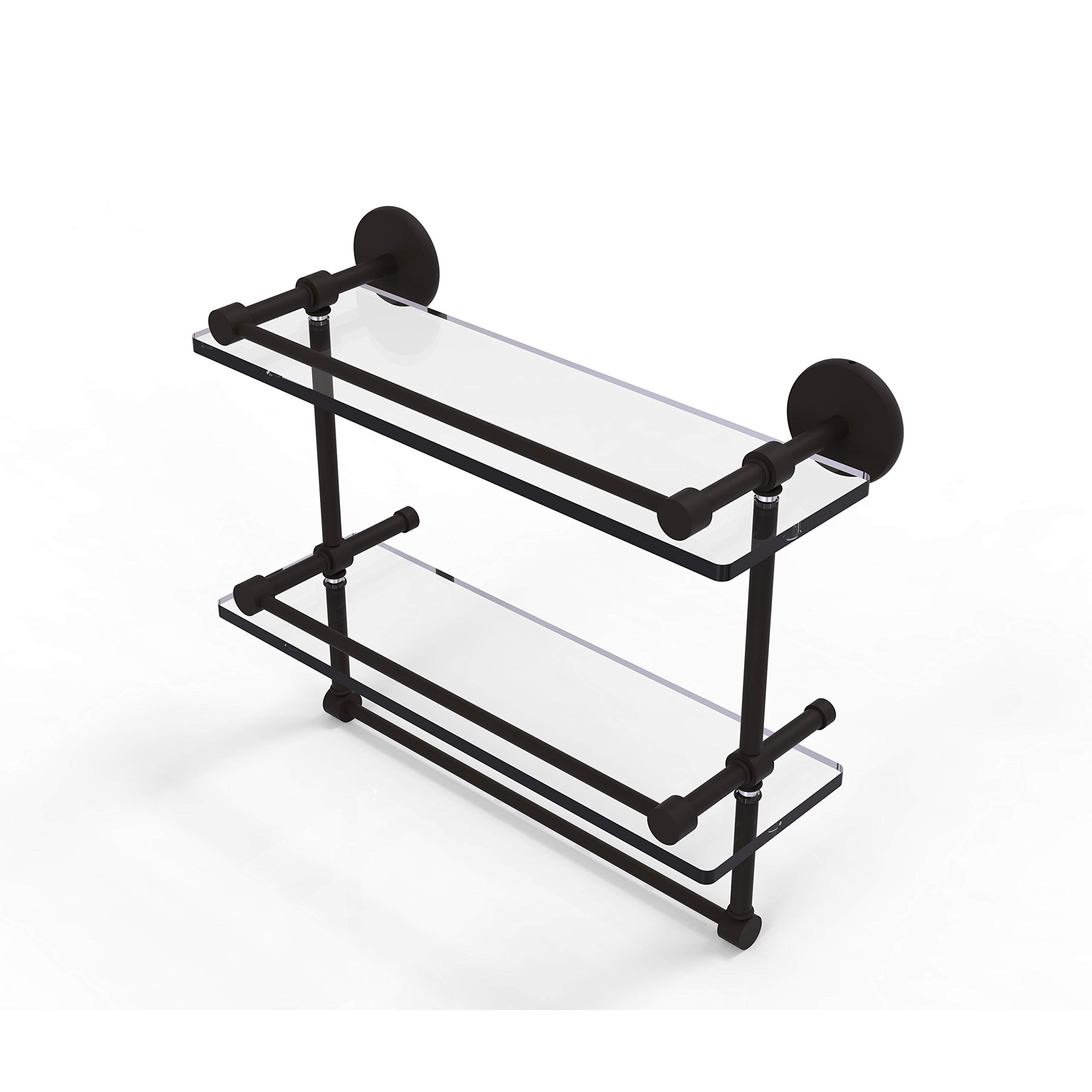 樂天商城 - Allied Brass P1000-2TB/16-GAL-ORB 16 Inch Gallery Double Towel Bar Glass Shelf Oil Rubbed Bronze