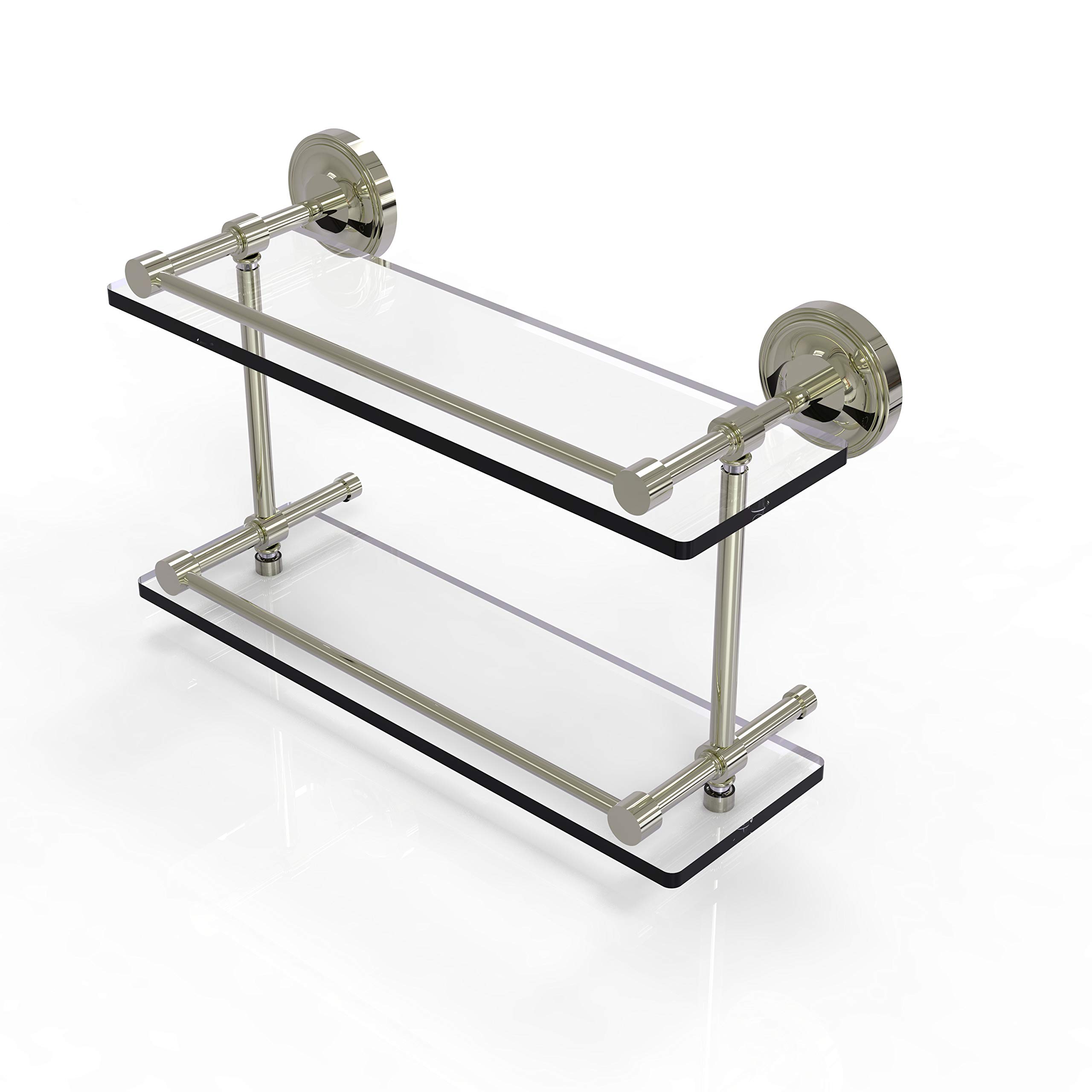 Prestige Regal 16 Inch Double Glass Shelf with Gallery Rail - PRBP-2/16-GAL-PNI