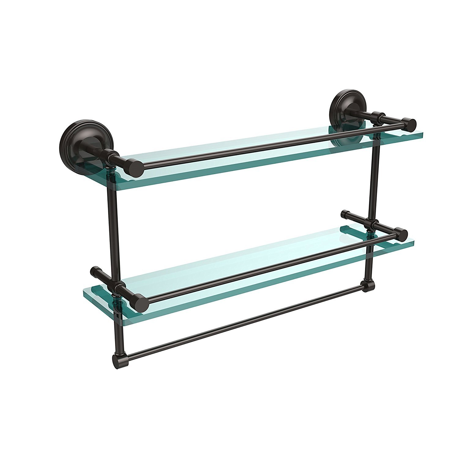 22 Inch Gallery Double Glass Shelf with Towel Bar - PRBP-2TB/22-GAL-ORB