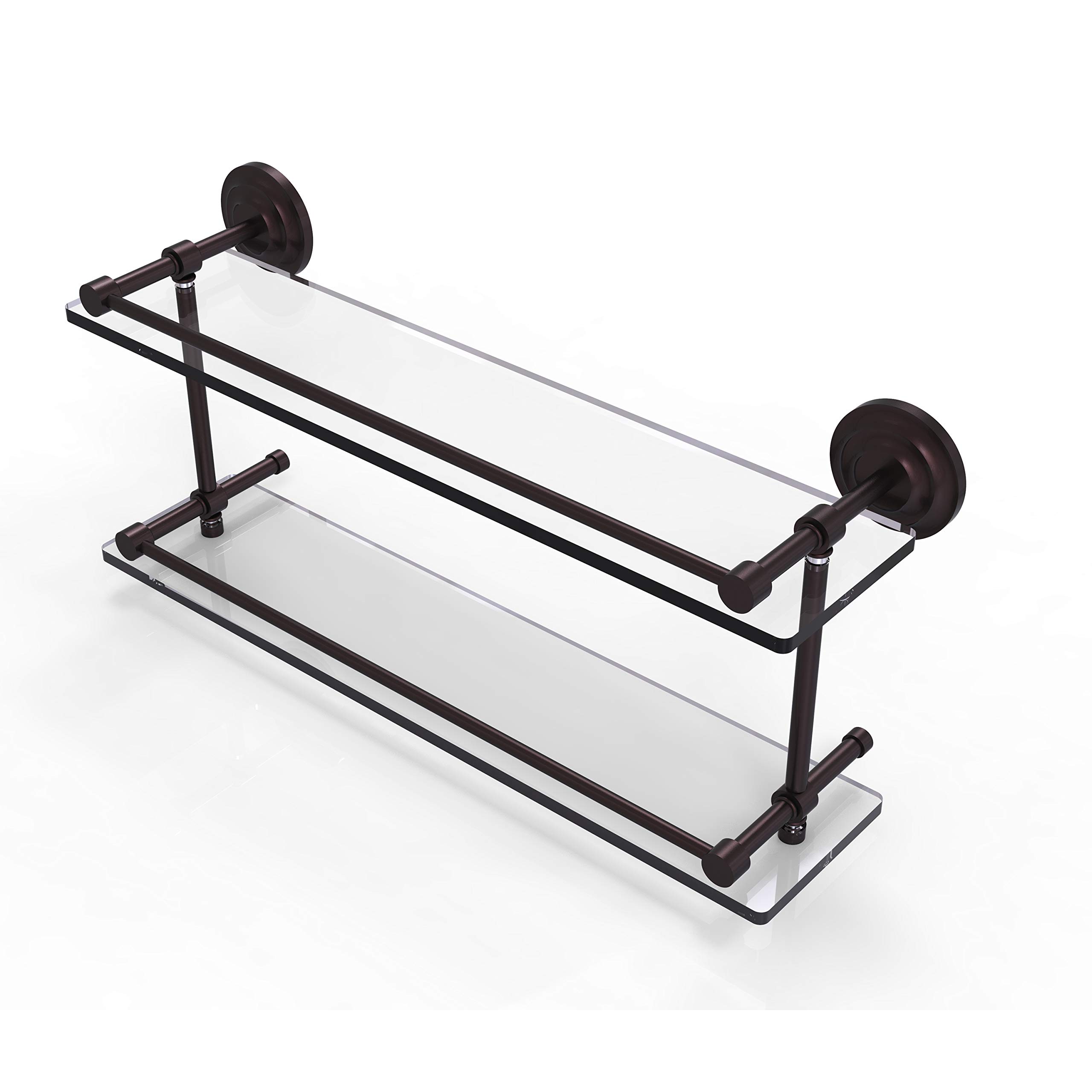 Que New 22 Inch Double Glass Shelf with Gallery Rail - QN-2/22-GAL-ABZ