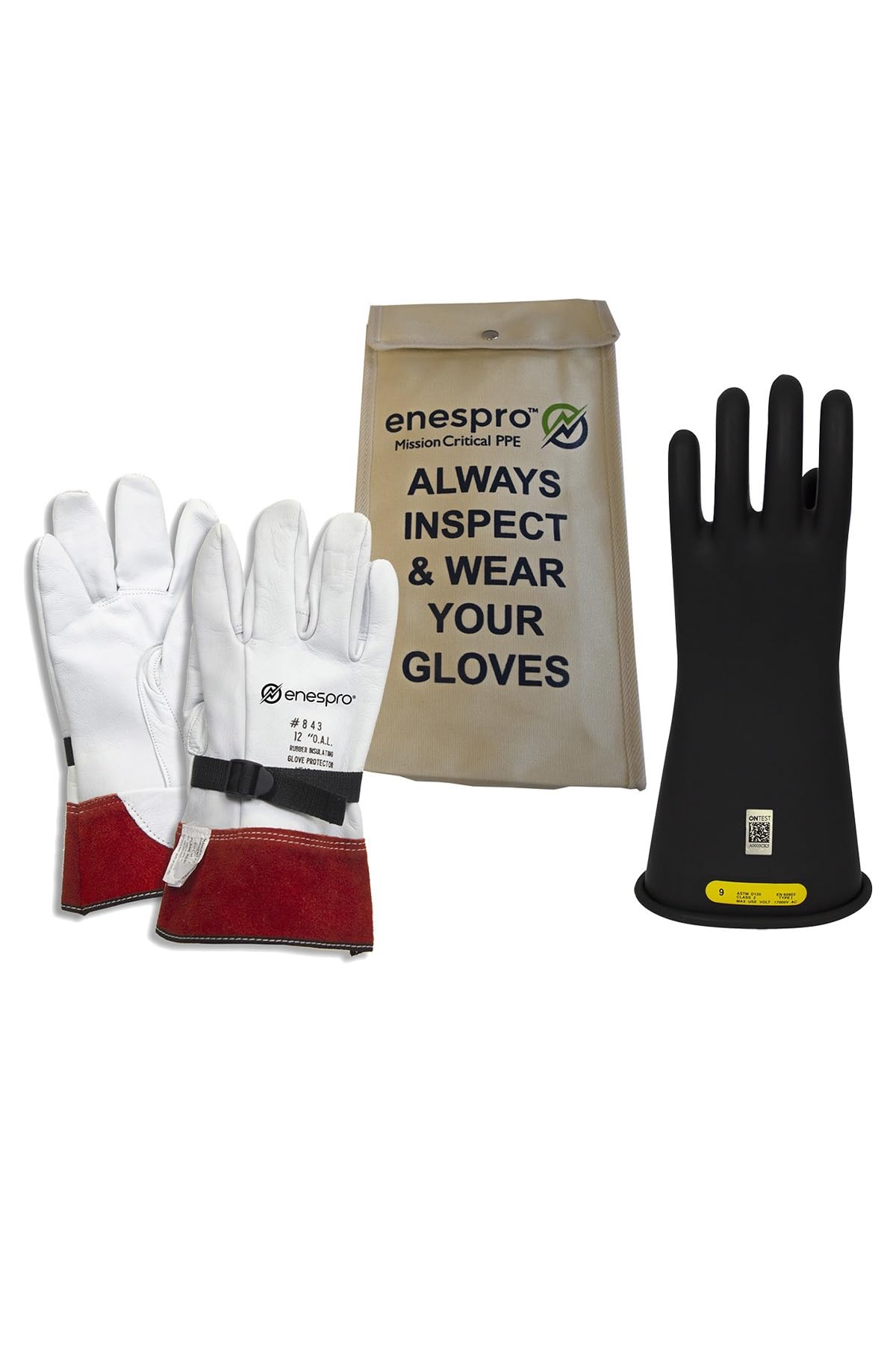 National Safety Apparel KITGC209 Class 2 Rubber Insulating Voltage Glove Kit Size 9 by National Safety Apparel Inc