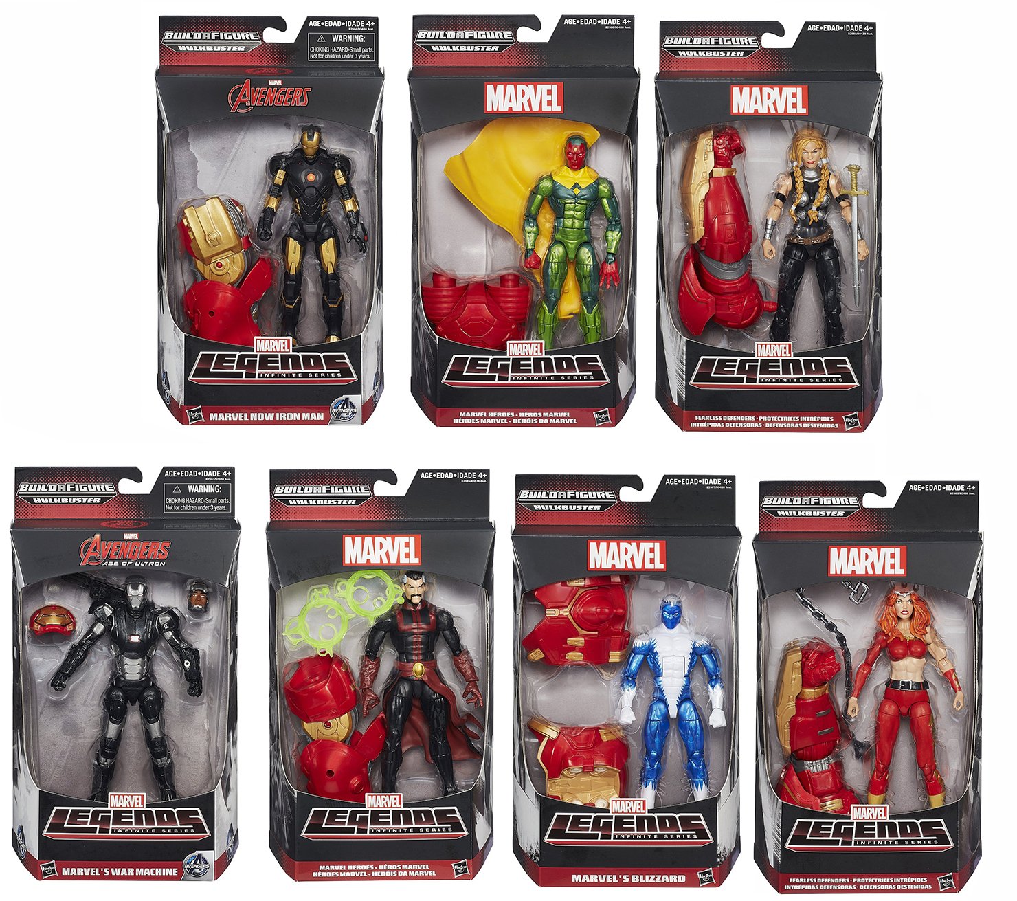 Avengers Marvel Legends Iron Man Blizzard War Machine and More Action Figures Wave 3 Set of 7