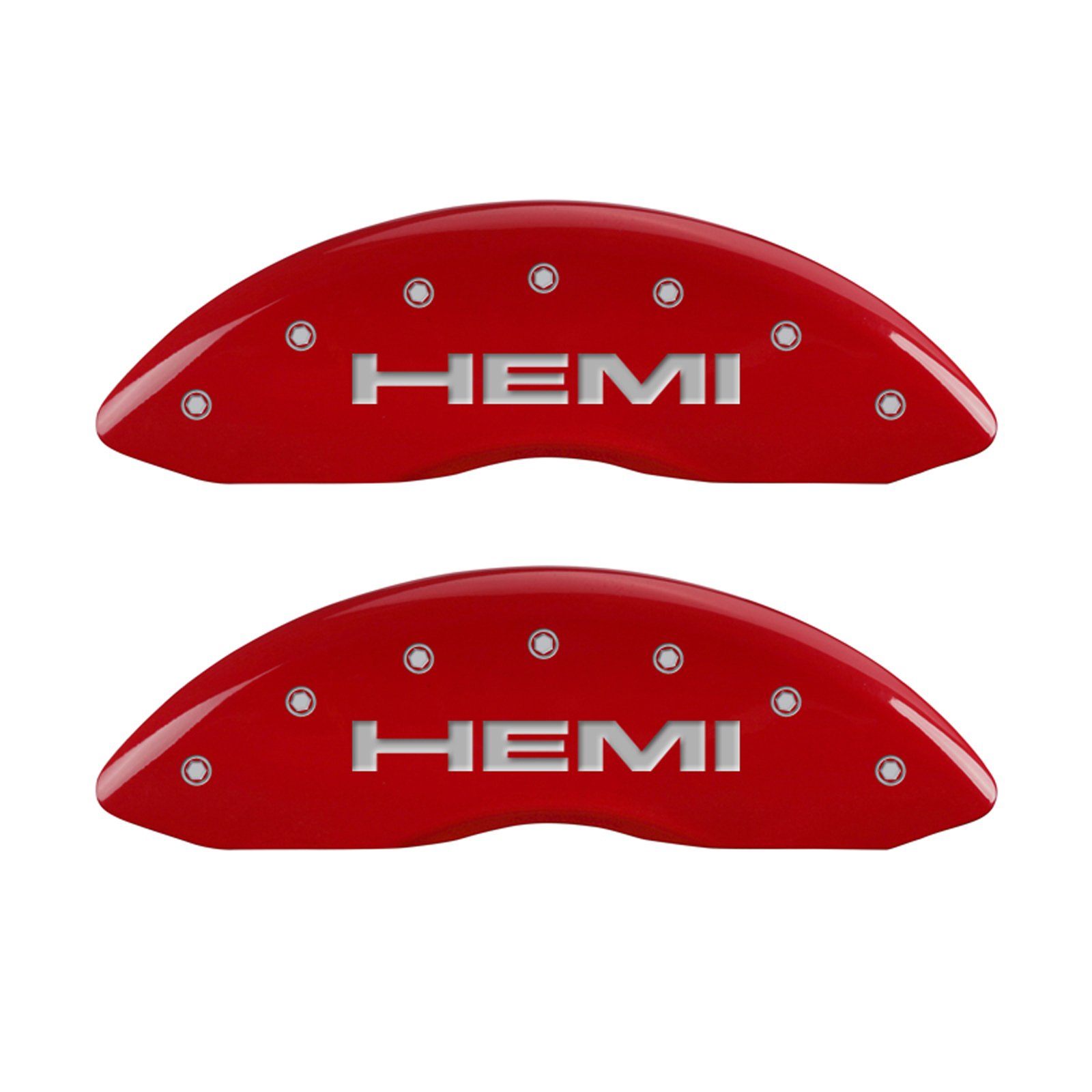 MGP Caliper Covers 12088SHEMRD Red Powder Coat Finish 'Hemi' Engraved Caliper Co...