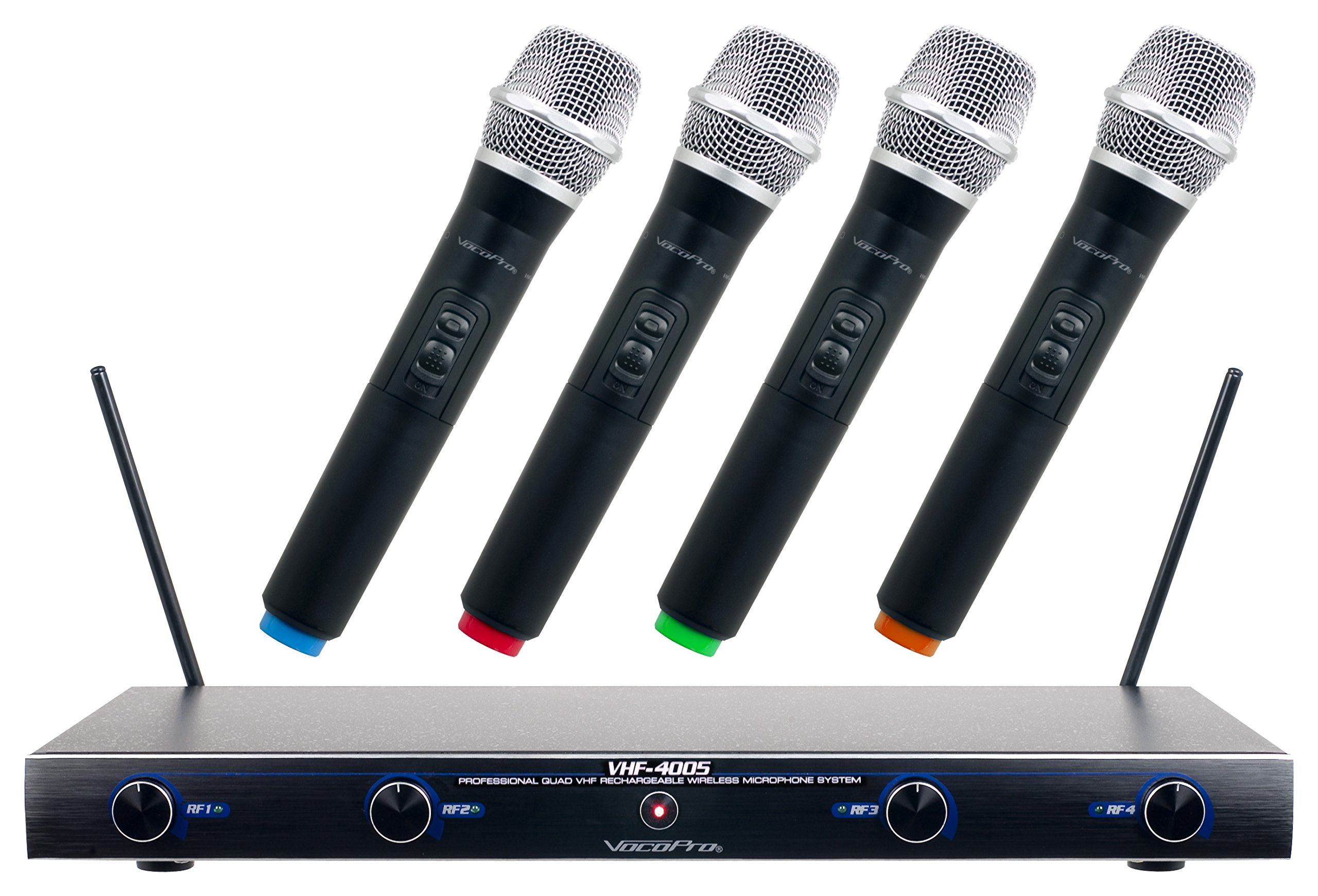 VocoPro VHF4005 Four Channel Rechargeable VHF Wireless Microphone System by VocoPro