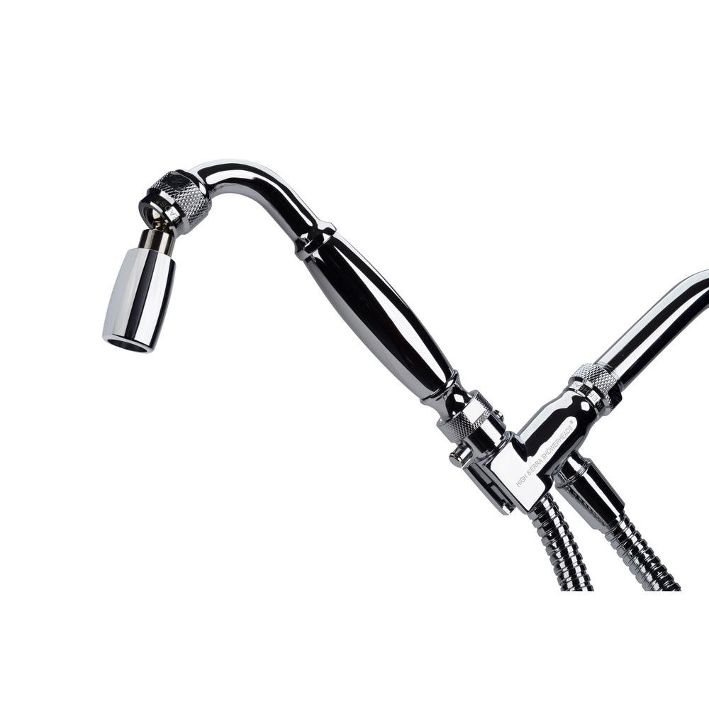 High Sierra Showerheads? - ソリッドメタルハンドヘルドシャワーヘッドキット。ハンドヘルドシャワーヘッド、トリクルバルブ、72インチホース、シリコンインナーチューブ、ホルダーが含まれます。低流量1.5GPM - クローム仕上げ