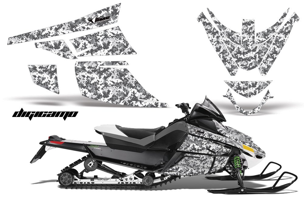 AMR Racing スノーモービルグラフィックキット ステッカー デカール Arctic Cat Z1 Turbo 2006-2012対応 - DigiCamo ホワイト