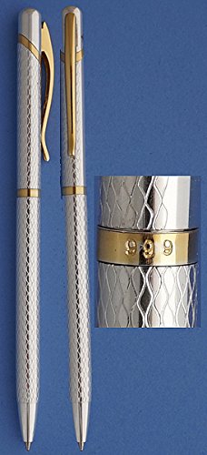999 Silver & Gold 2 Tone Swan Ballpoint Pen Takes Cross Type Refill for Planner Purse Briefcase