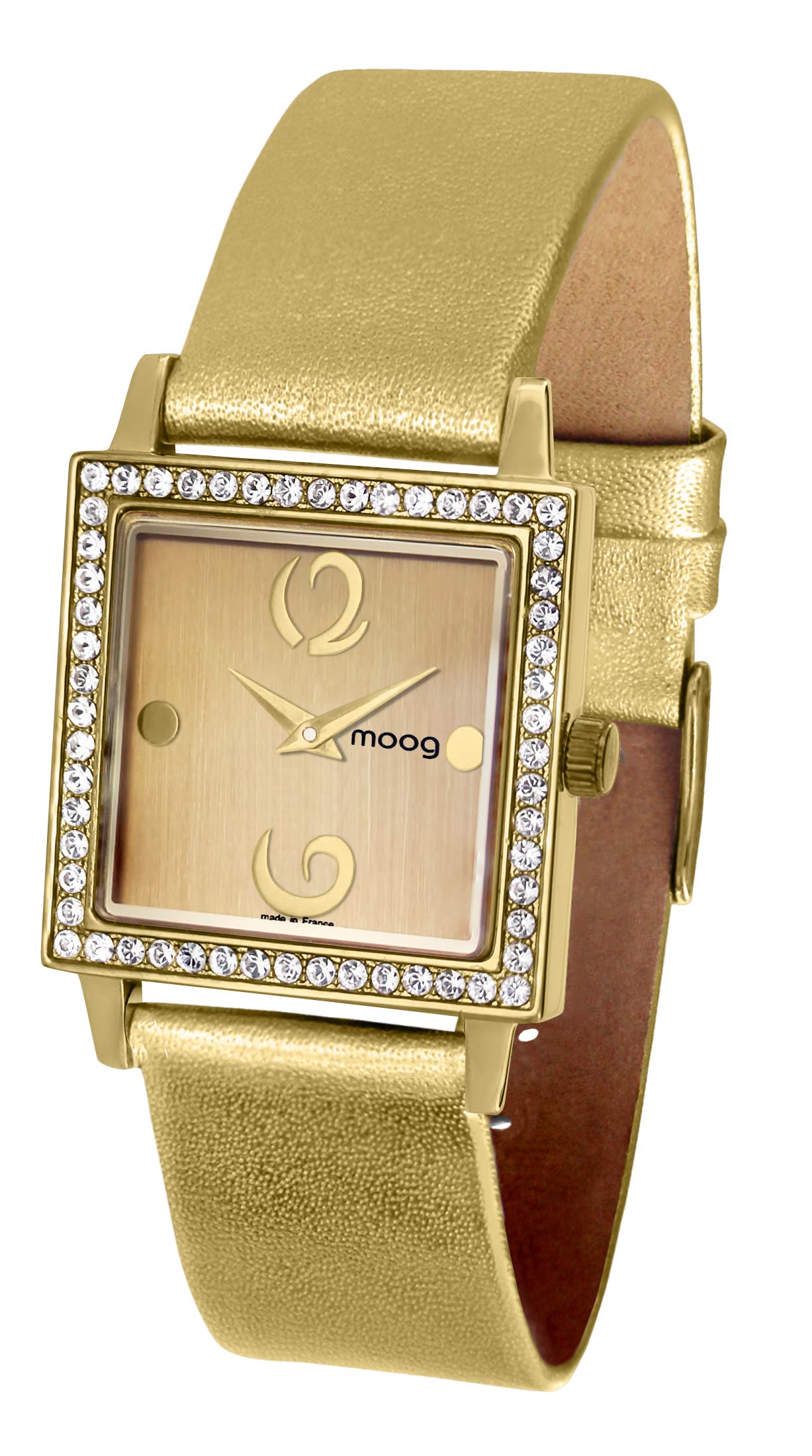 MoogパリTwisted Women 's Watchシャンパンダイヤルゴールド純正レザーストラップ&スワロフスキー要素 ? m45602 ? 003