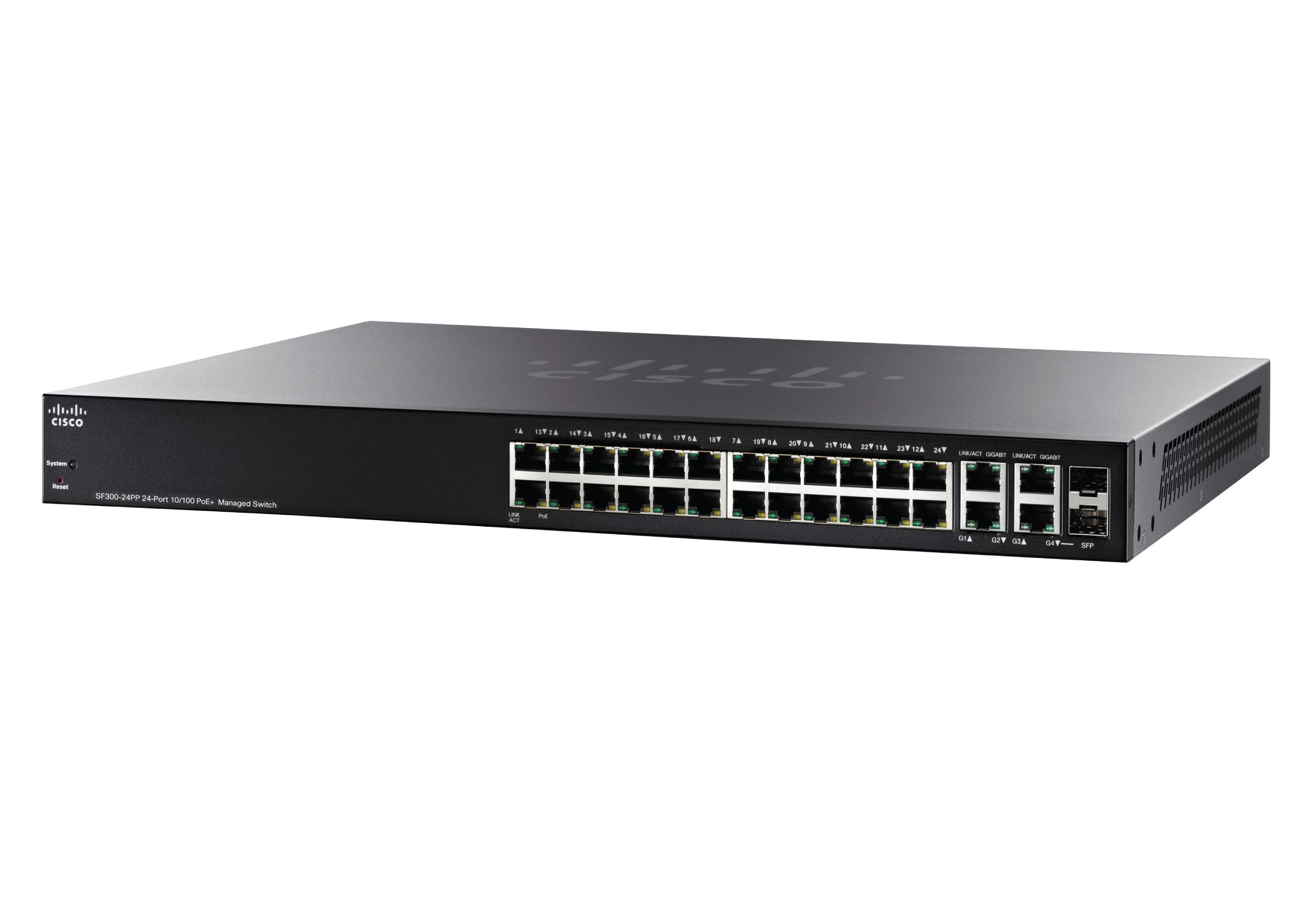 樂天商城 - Cisco Refresh SF300-24PP Port 10/100 PoE Managed Switch with Gigabit Uplinks (SF300-24PP-K9NA-RF) Remanufactured