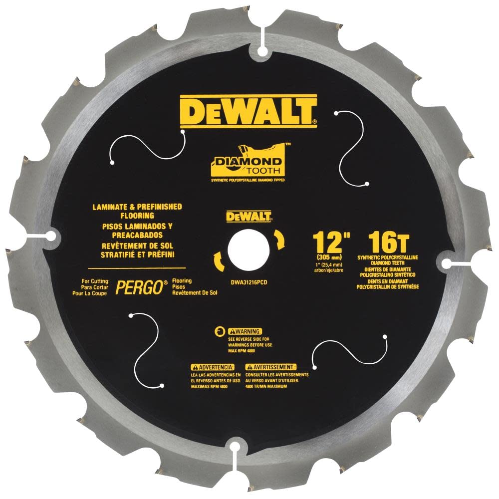 DEWALT DWA31216PCD 16T PCD チップラミネートカッティングブレード 12インチ