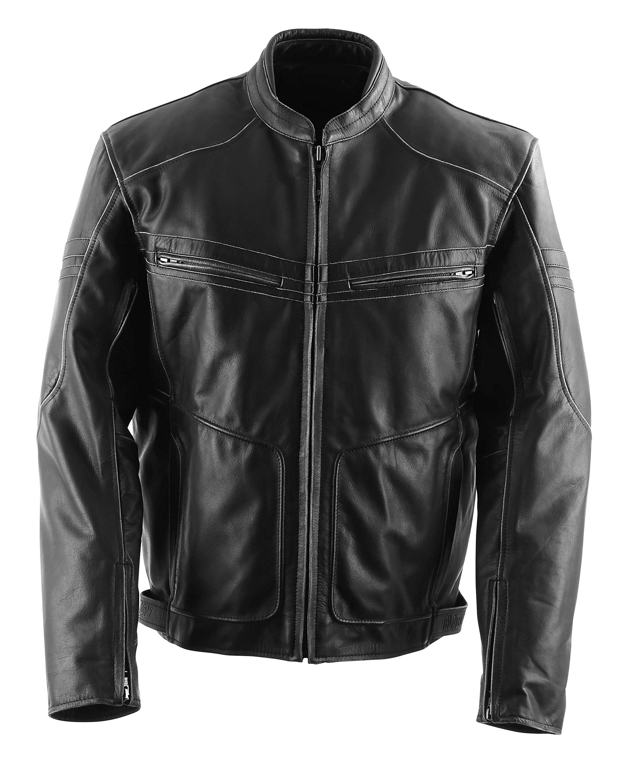 Black Brand メンズ レザー カットスロートモーターサイクルジャケット(ステルス、ミディアム)