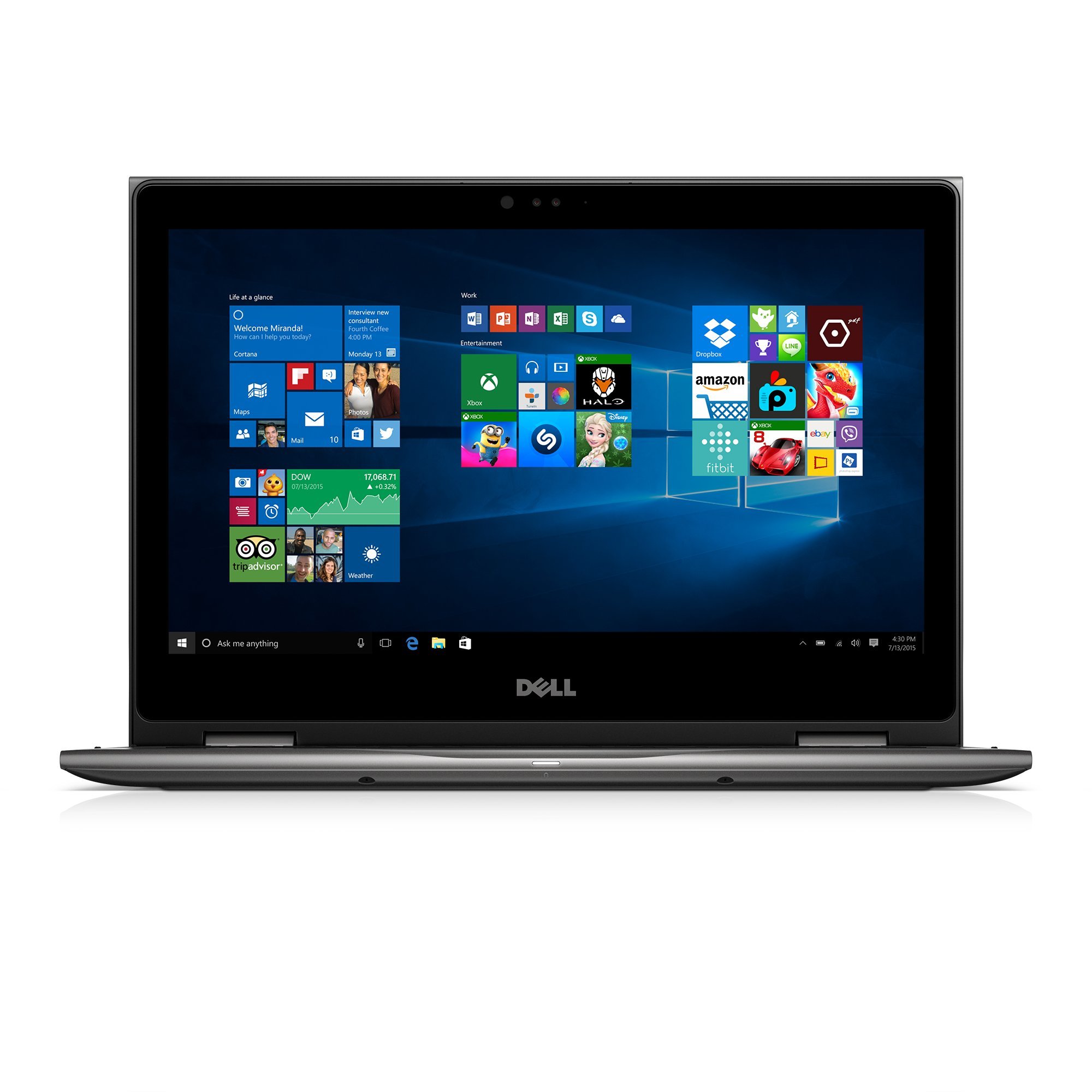 Dell i5368-10024GRY 13.3 FHD 2-in-1 Laptop (Intel Core i7-6500U 2.5GHz Processor 8 GB RAM 256 GB SDD Windows 10 Microsoft Signature Image) Gray by Dell