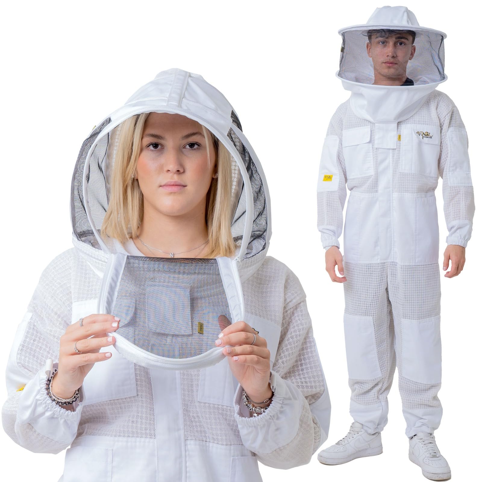 OZ ARMOUR Beekeeping Suit Ventilated ULTRA COOL Three Layer Mesh with Fencing Veil & Round Brim ..