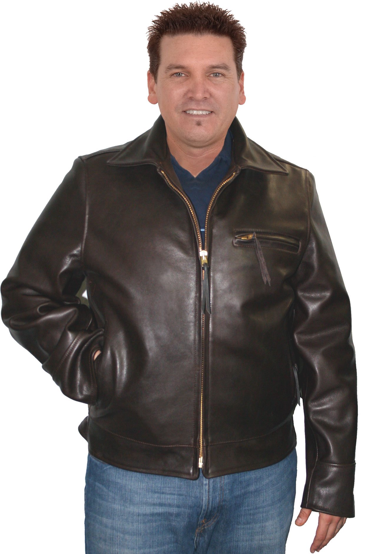 米国製ハイウェイマンレザージャケット US サイズ: Brown-52L カラー: ブラウン