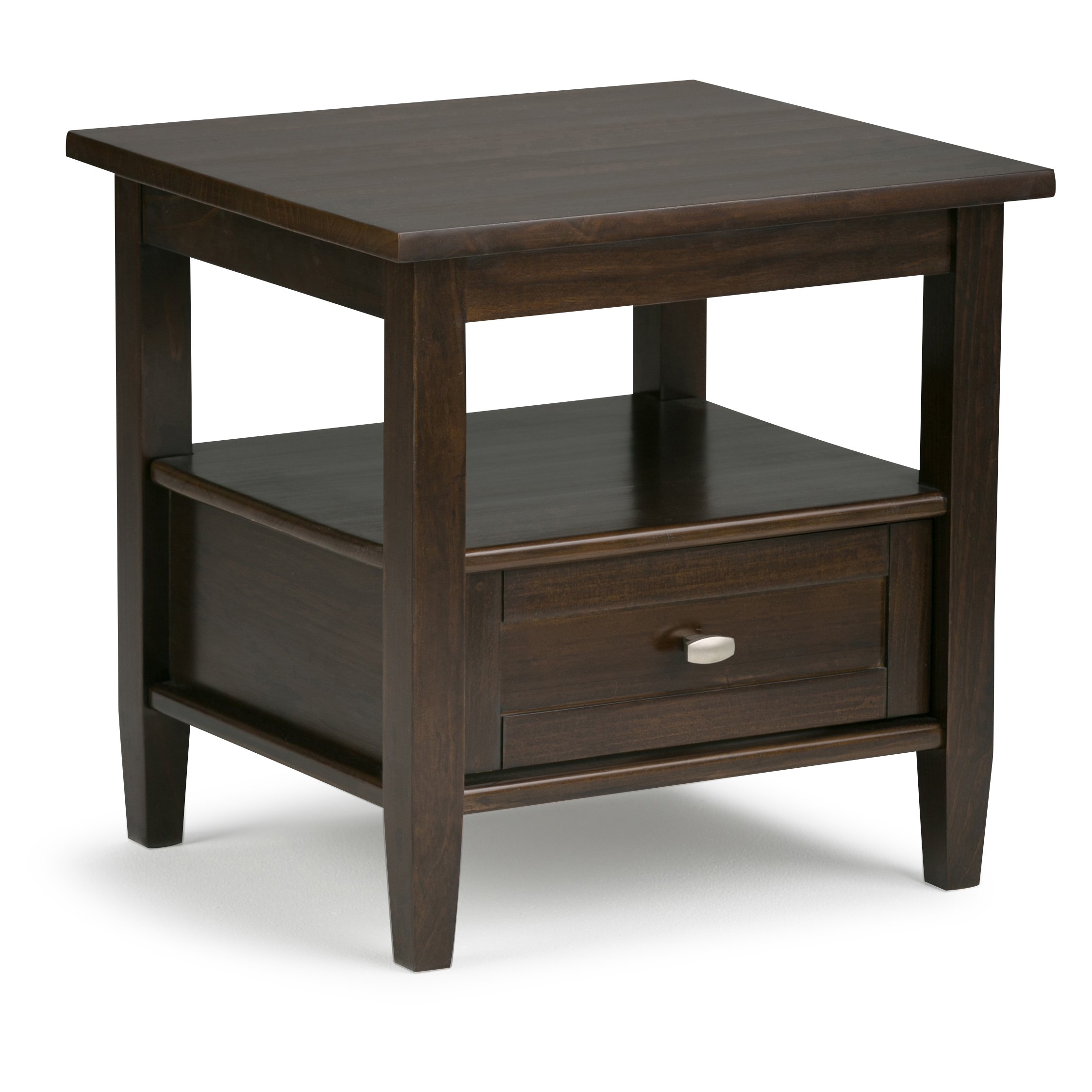 Simpli Home Warm Shaker Solid Wood 20 inch Wide Rectangle Rustic End Side Table in Tobacco Brown 141［並行輸入］