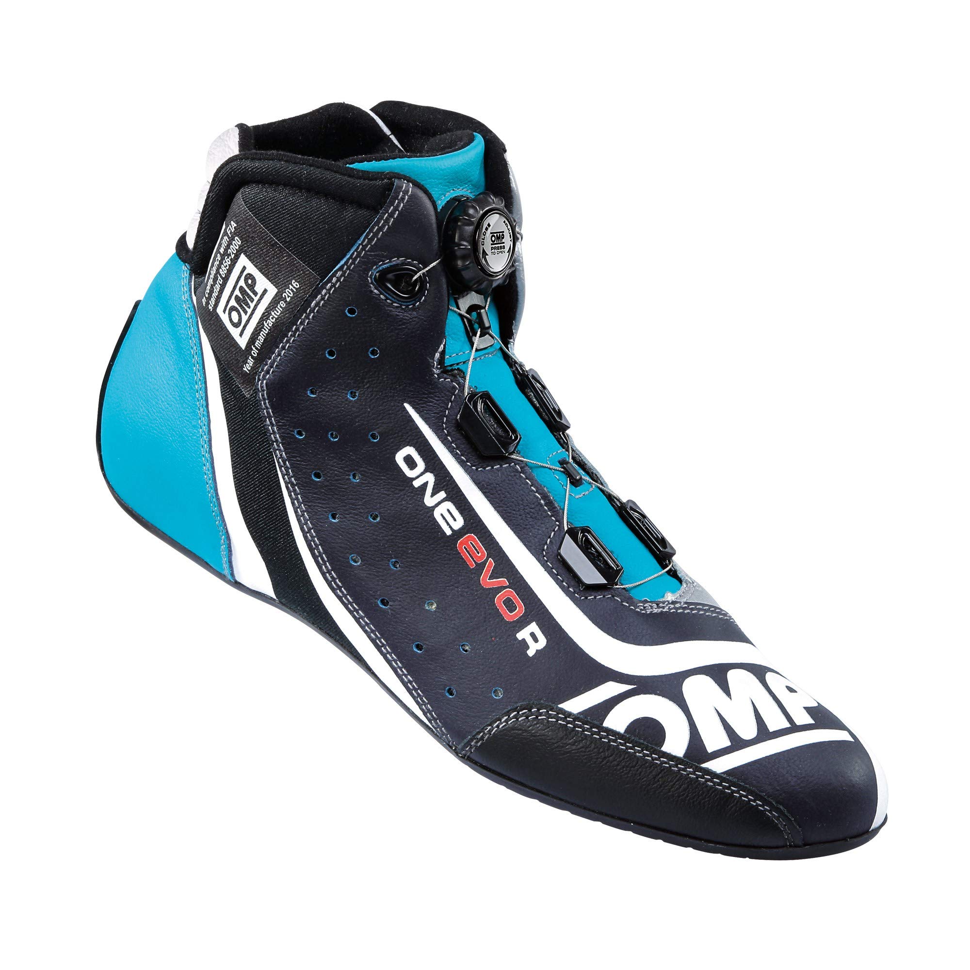 OMP ONE EVO R FORMULA SHOES ブルー×シルバー×シアン 39 (24.5cm)サイズ レーシングシューズ FIA公認8856-2000