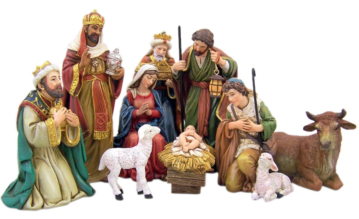 (9-Piece) - Michael Adams Detailed Resin Christmas Nativity Figurine Statue Set 13cm (9-Piece)