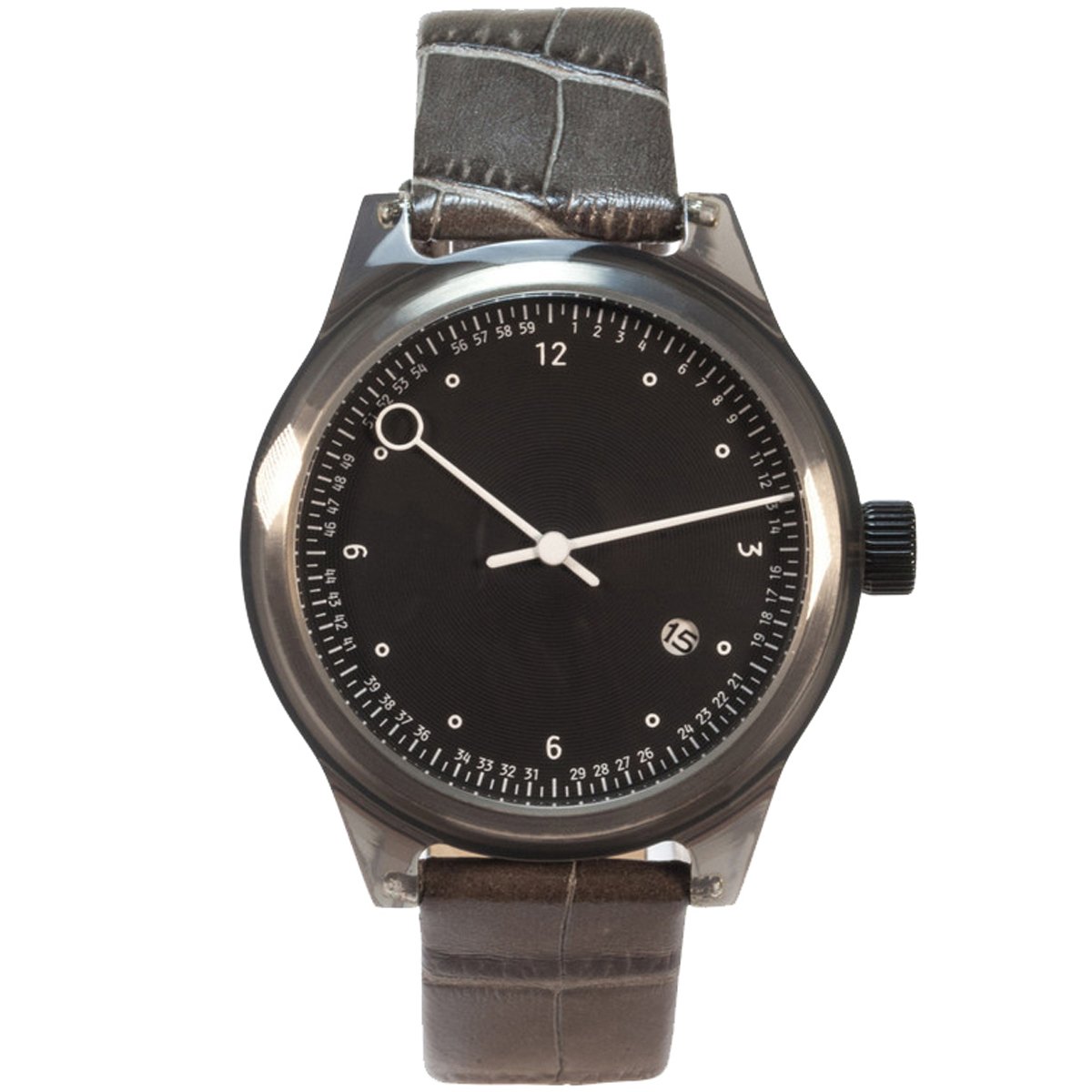 Squarestreet sq03 Minuteman腕時計2つ手グレーレザー新しい元