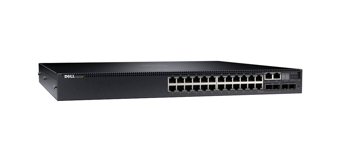 Dell Networking N3024P - Switch - L3 - managed - 24 x 10/100/1000 + 2 x 10 Gigabit SFP+ + 2 x combo Gigabit SFP - rack-mountable - PoE+