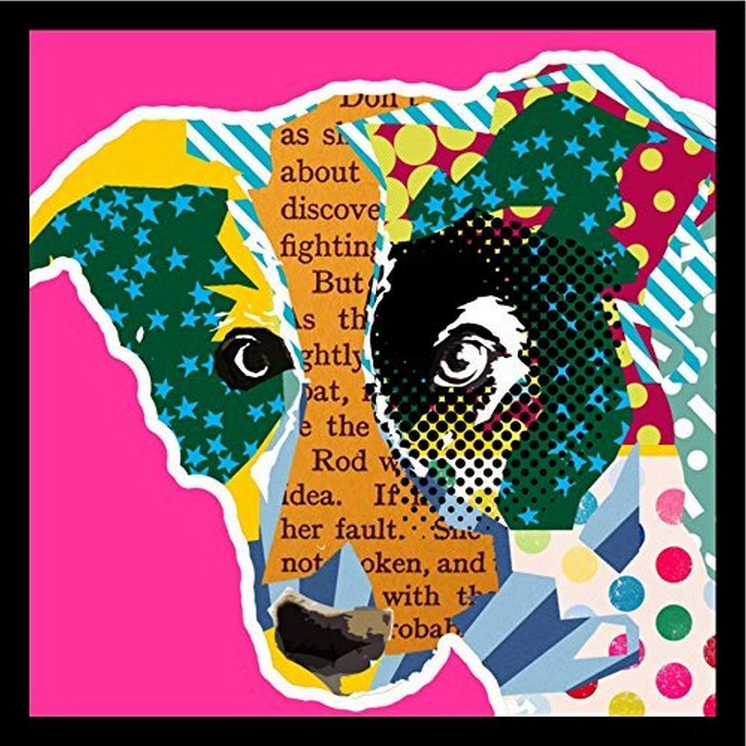 フレーム付きボーダーコリーPopアートピンクby Claudia Schoen 36 x 36アートプリントポスターカラフル..