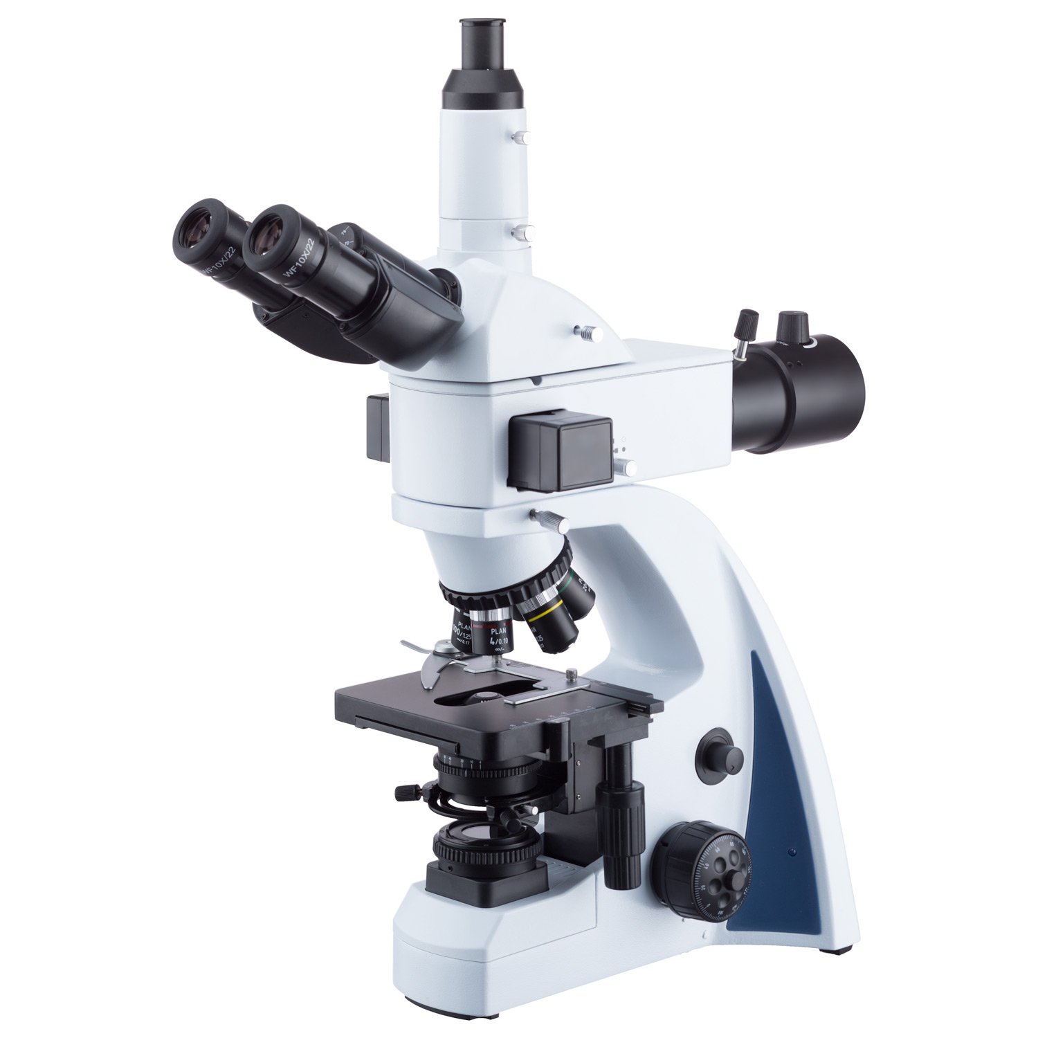 AmScope 40X-1000X LEDケーラー照明及び5重ノーズピースと青色帯域蛍光顕微鏡を無限遠補正