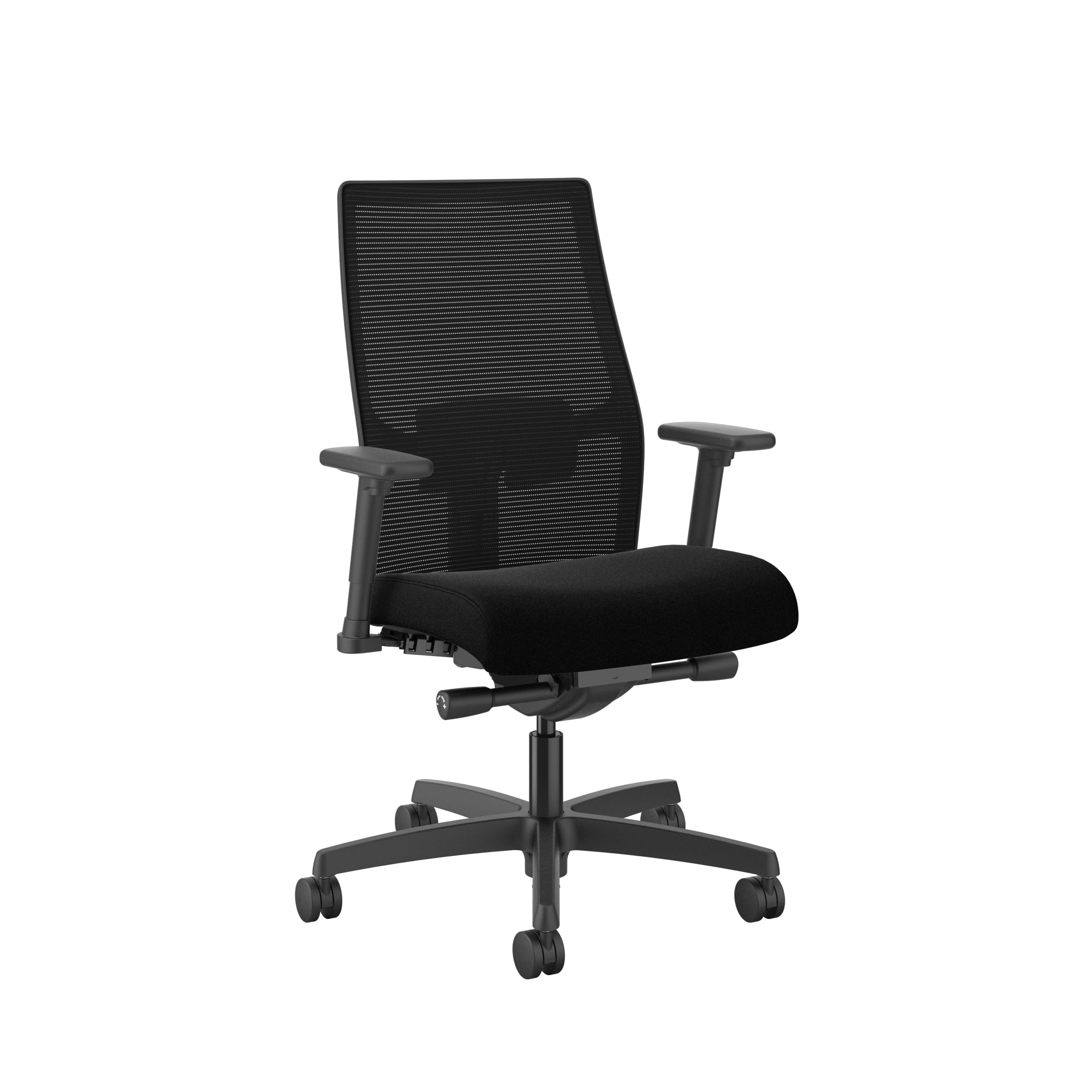 The HON Company HON Ignition 2.0 Mid-Back Adjustable Lumbar Work Mesh Computer Chair for Office Desk Black Fabric (HONI2M2AMLC10TK)