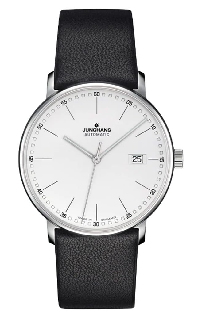 Junghans腕時計フォームA自動マットシルバーダイヤルブラックレザーストラップ027 / 4730.00