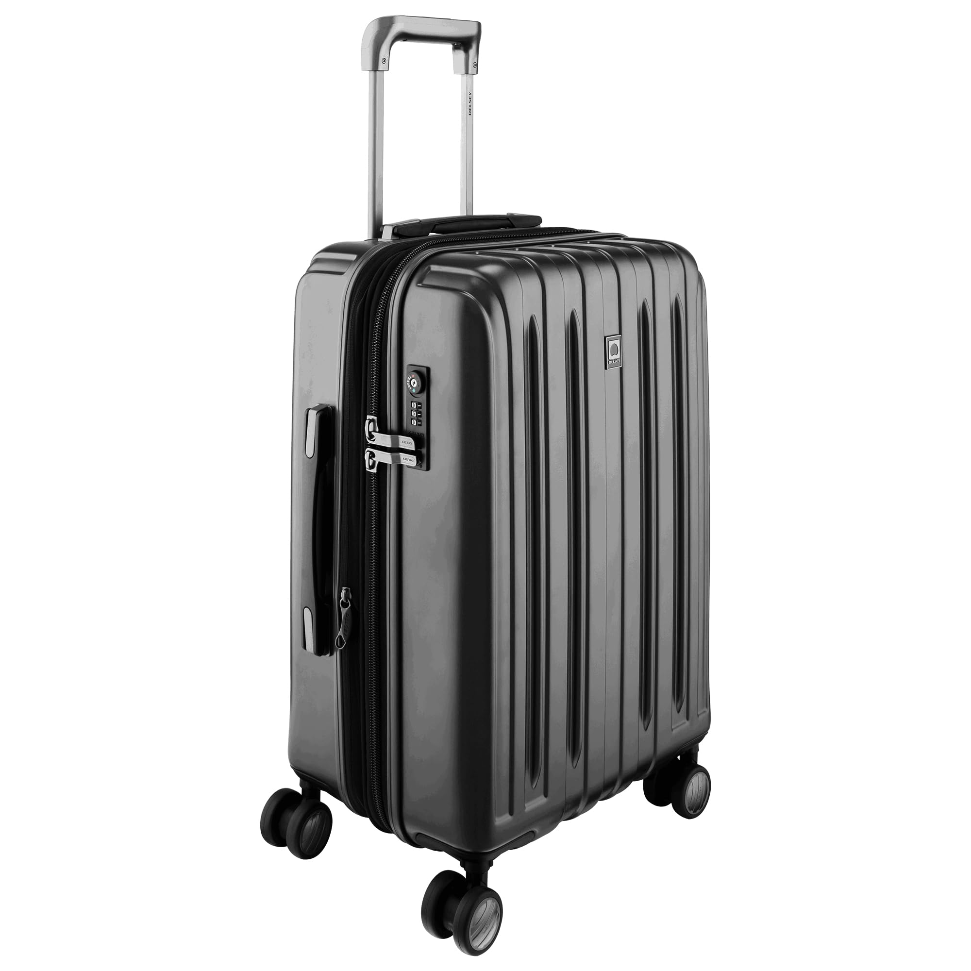 Delsey Parisチタンハードサイド拡張ラゲッジスピナーホイール付き ブラック///ホワイト Carry-On 19 I..