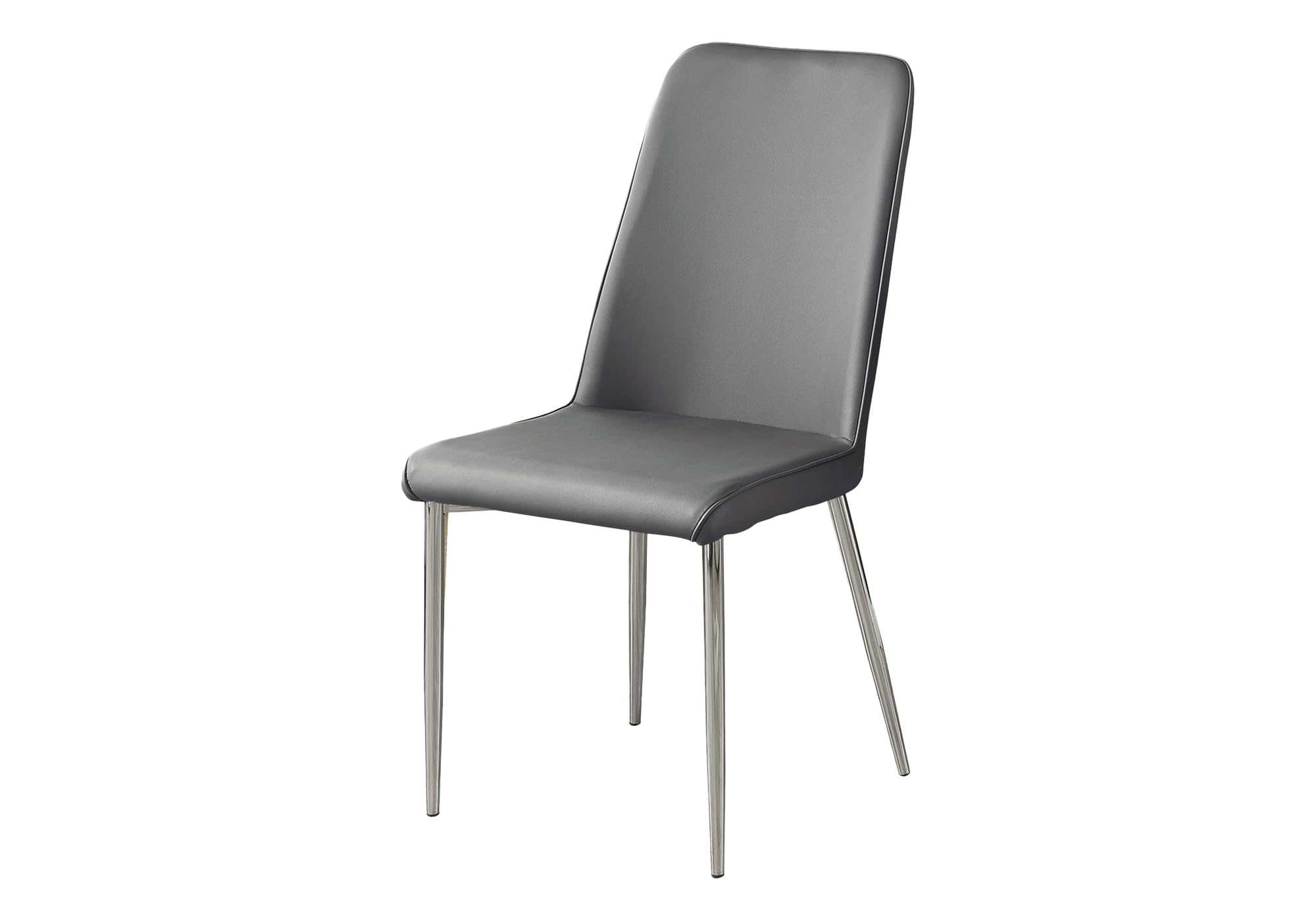 Monarch Specialties I I 1035 2 Piece Dining CHAIR-2PCS Leather-Look/Chrome 18 L x 16.5 D x 37 H Grey