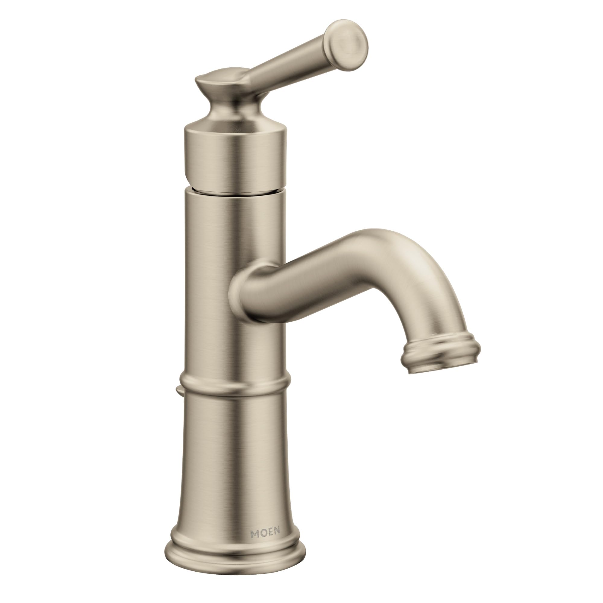 Moen Belfield ブラッシュドニッケル ワンハンドル バスルームシンク蛇口 排水アセンブリとオプションのデッキプレート付き 6402BN
