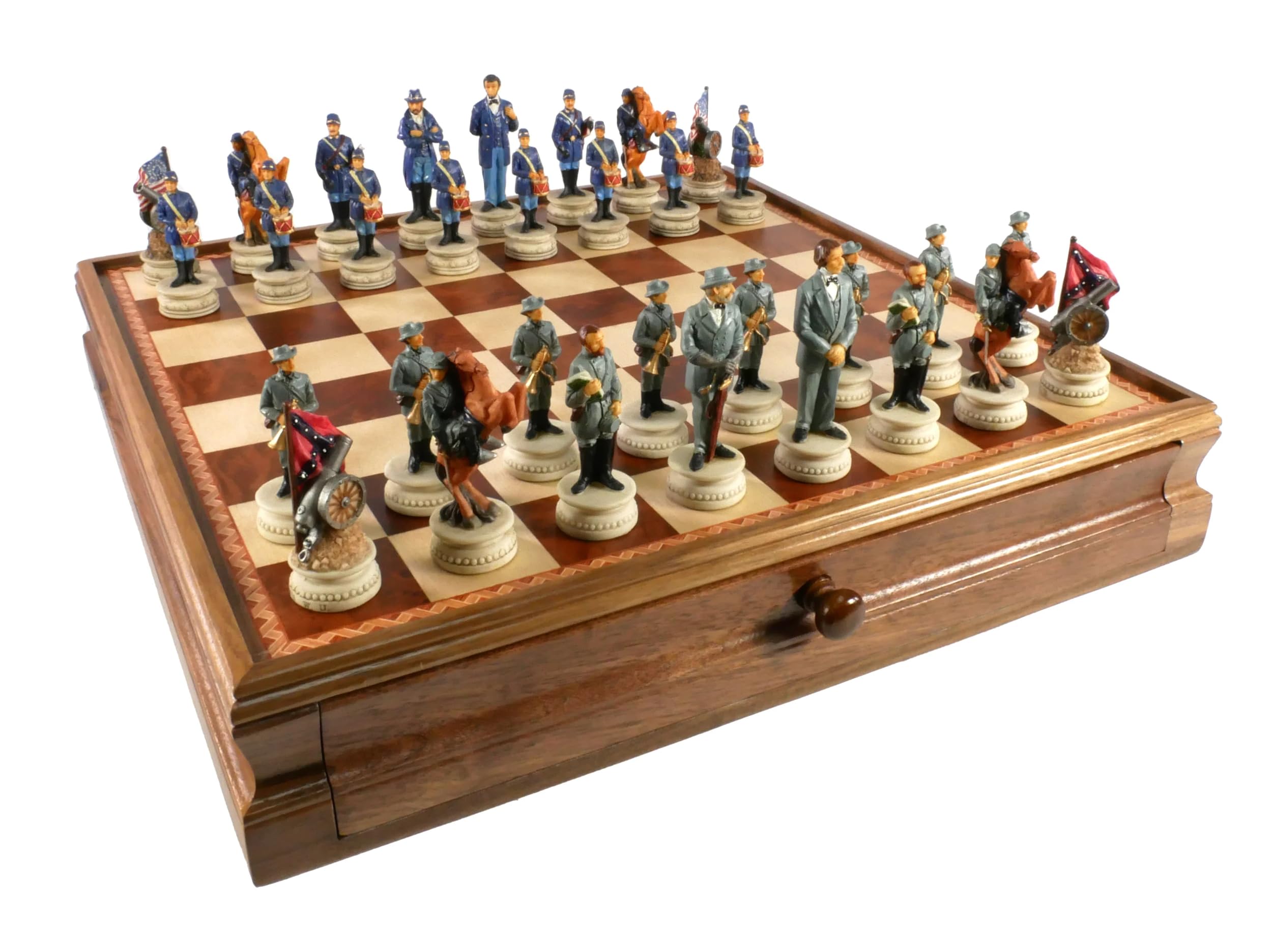 ロイヤルチェスチェスボードCivil War Chest with樹脂Chessmen ? 15 x 15インチ