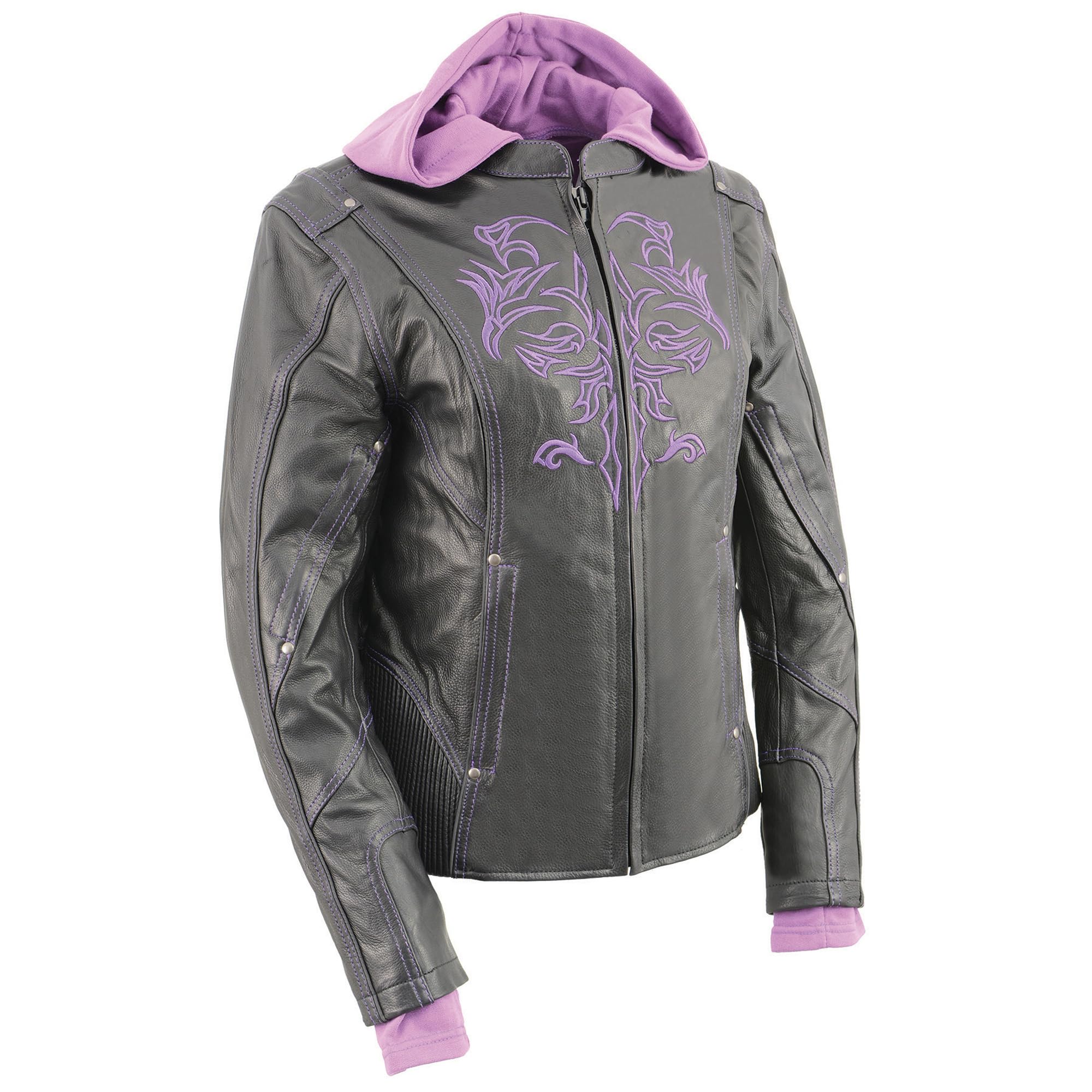 MilwaukeeレザーWomens Reflective Tribal 3 / 4長ブラック/パープルレザージャック ? Small XXX-Large パープル 912066050090