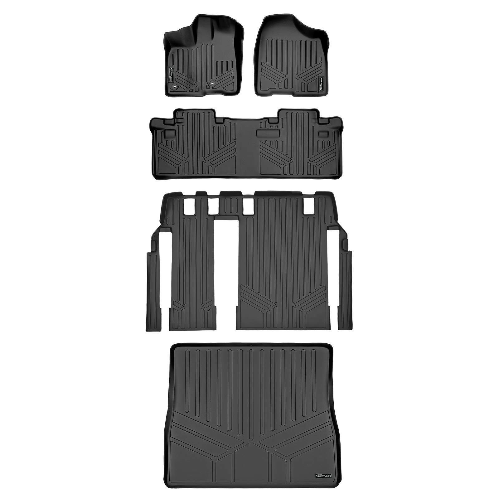 MAXFLOORMATフロアマット(3行) MAXTRAY CargoライナーBehind 2 nd行セットブラック2013 ? 2017年のトヨタSienna 8 Passengerモデル