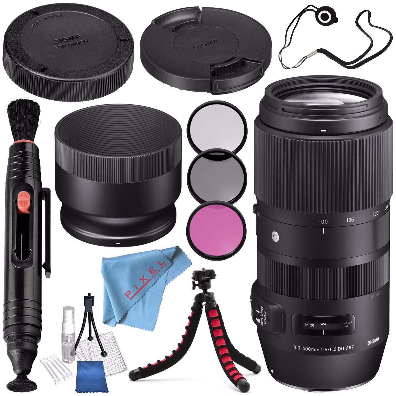 Sigma 100 ? 400 mm f / 5 ? 6.3 DG OS HSM Contemporaryレンズfor Canon EF 729954 +クリーナー+ Fibe..
