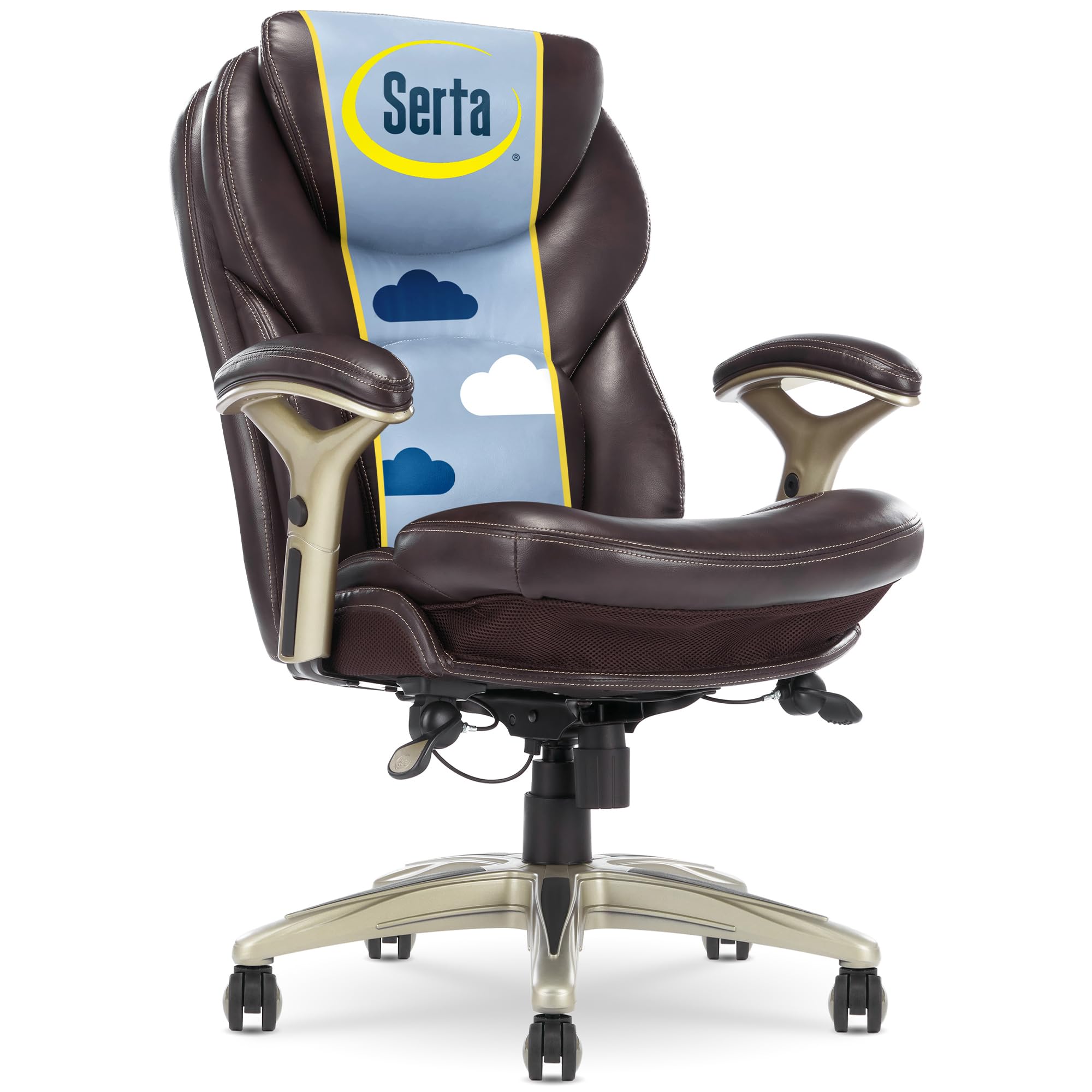 Serta Work エグゼクティブ オフィスチェア ファブリック 栗色 ボンデッドレザー バックインモーション