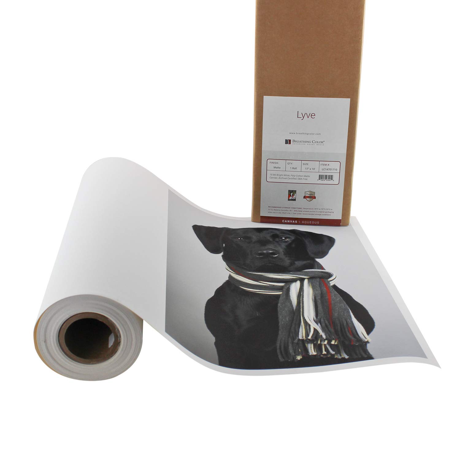 呼吸カラーLyveマットポリコットンインクジェットキャンバス、19 Mil。、450 gsm。、42 x40 ' ロール