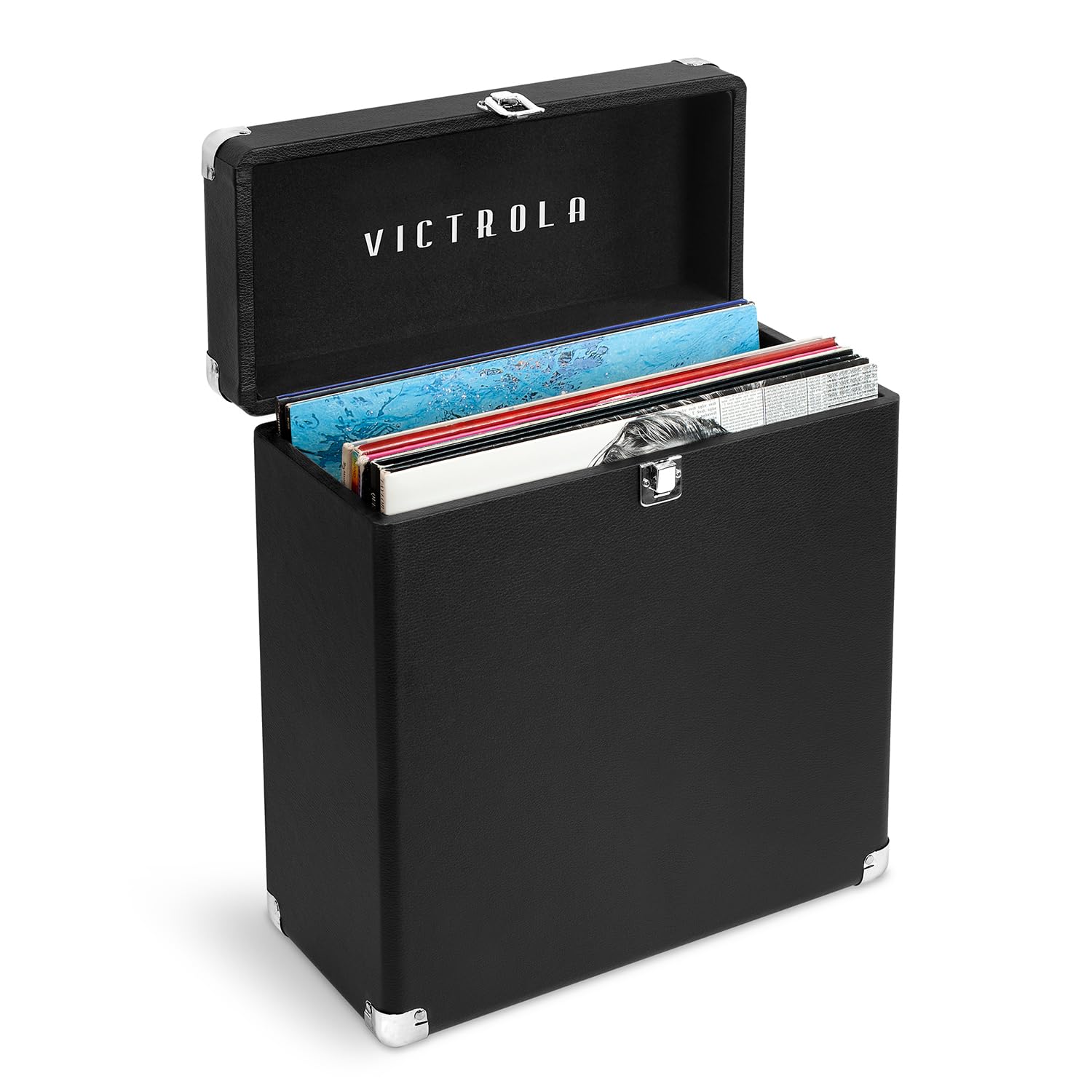 VictrolaヴィンテージビニールレコードストレージCarrying Case for 30 +レコード( Dust / Scratch Free ) VSC-20