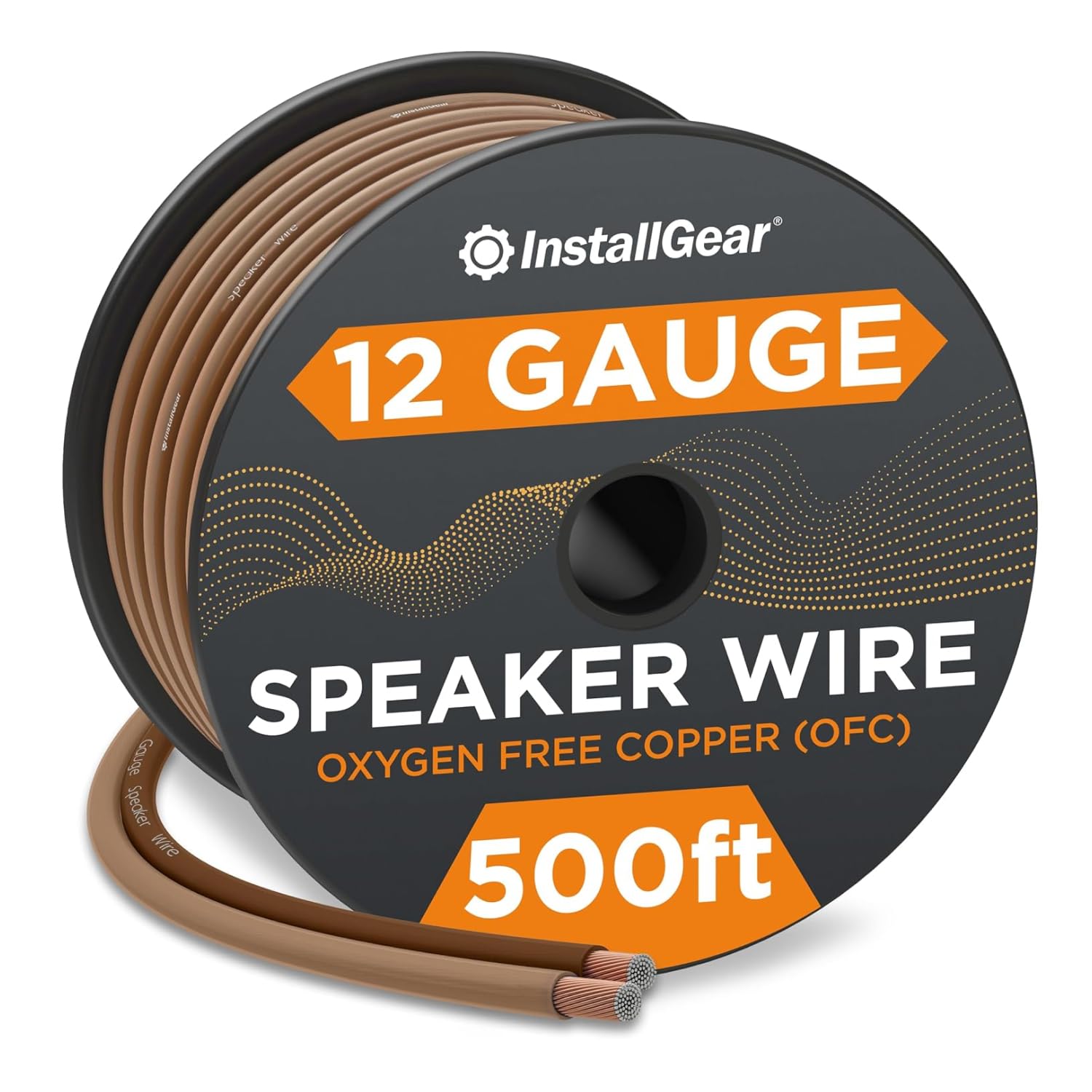 InstallGear 12ゲージスピーカーワイヤー - 500フィート ブラウン 12AWG - 脱酸銅 - 屋外スピーカー用トゥルースペック ソフトタッチケーブル