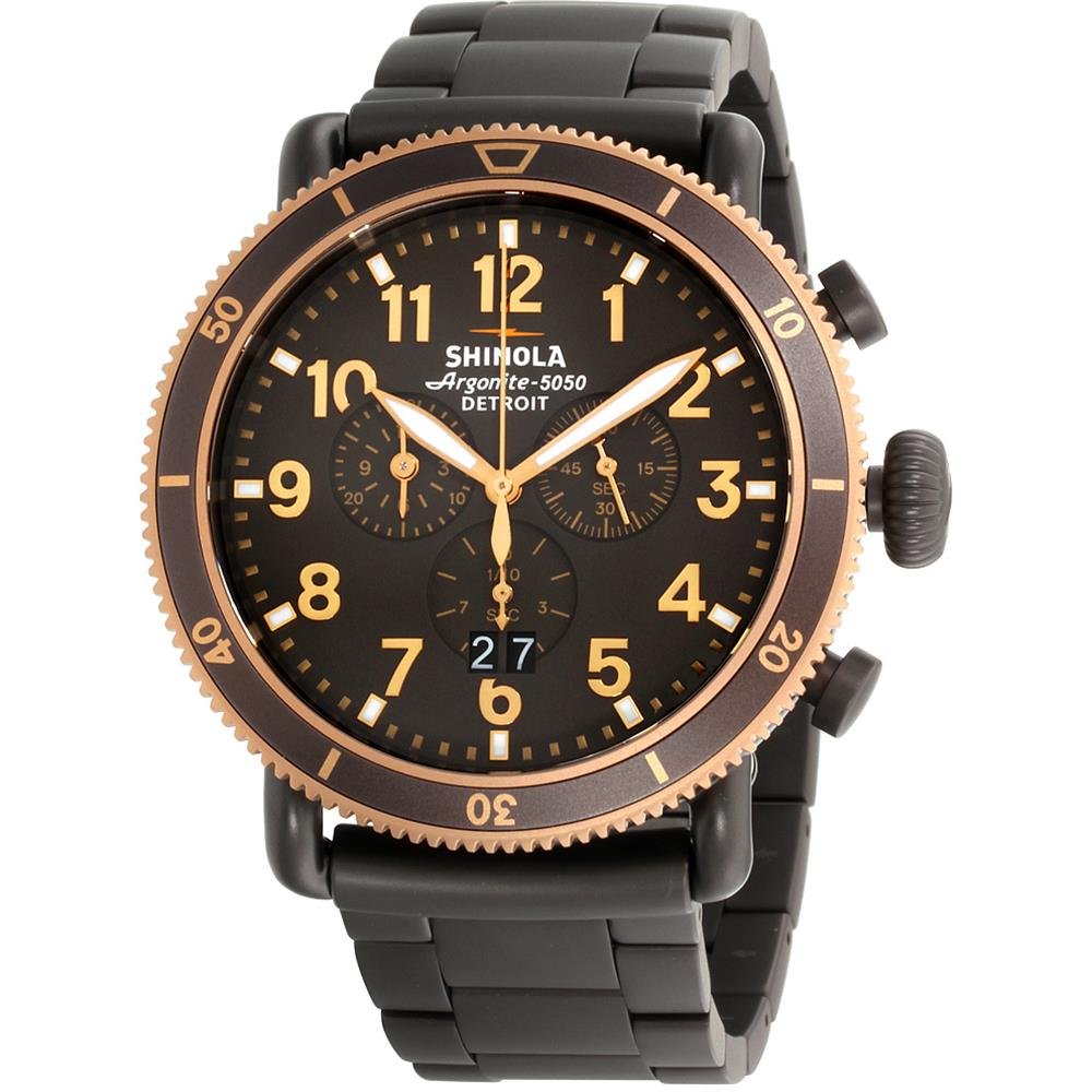 Shinola Detroit The Runwell Sport クロノグラフ 48mm - 20089903 サンドブラスト Pvd ガンメタルブレスレット/ストーンダイヤル ワンサイズ クロノグラフ、クォーツムーブメント。