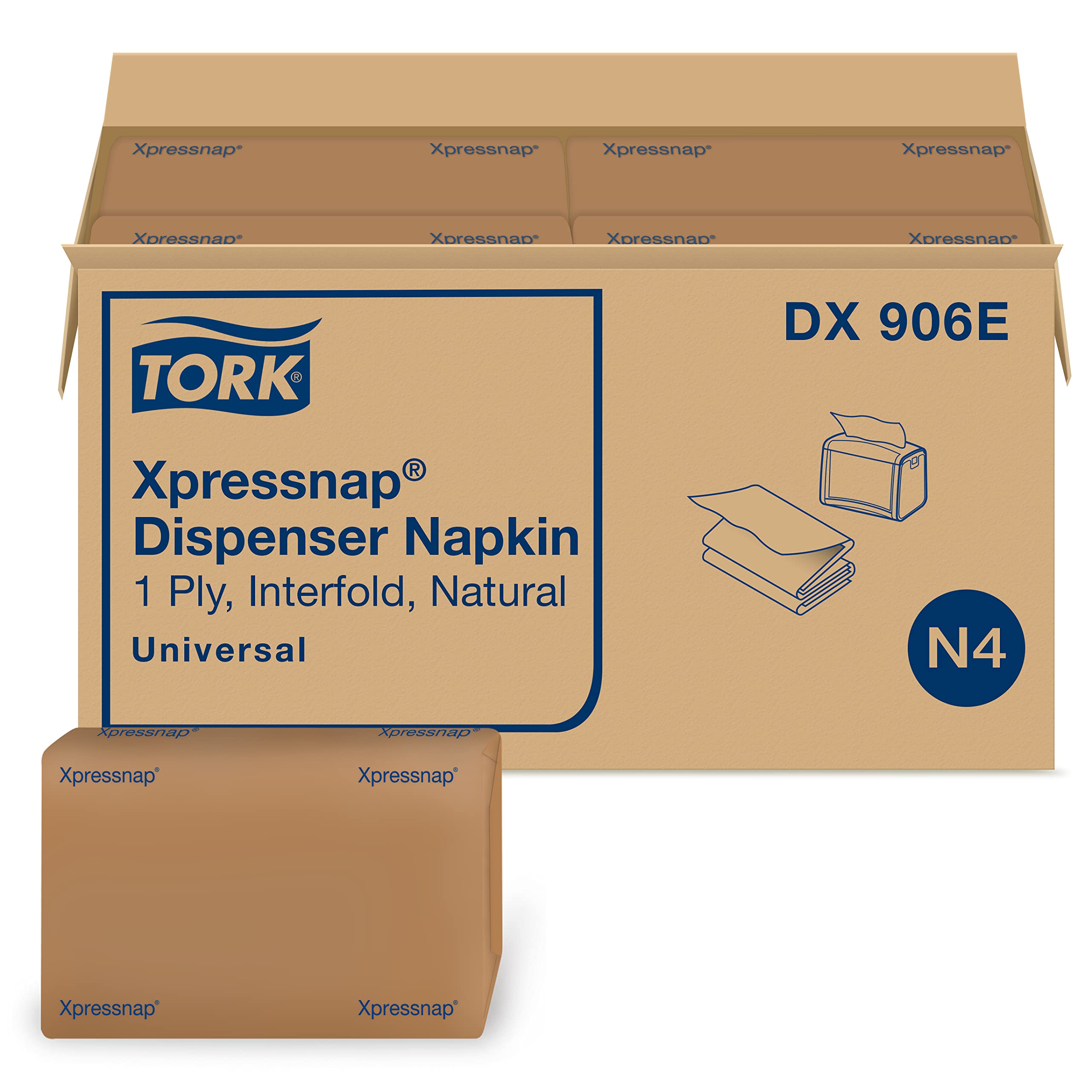 Tork dx906eユニバーサルXpressnap Interfold single-plyディスペンサーナプキン、自然、1ケース6000